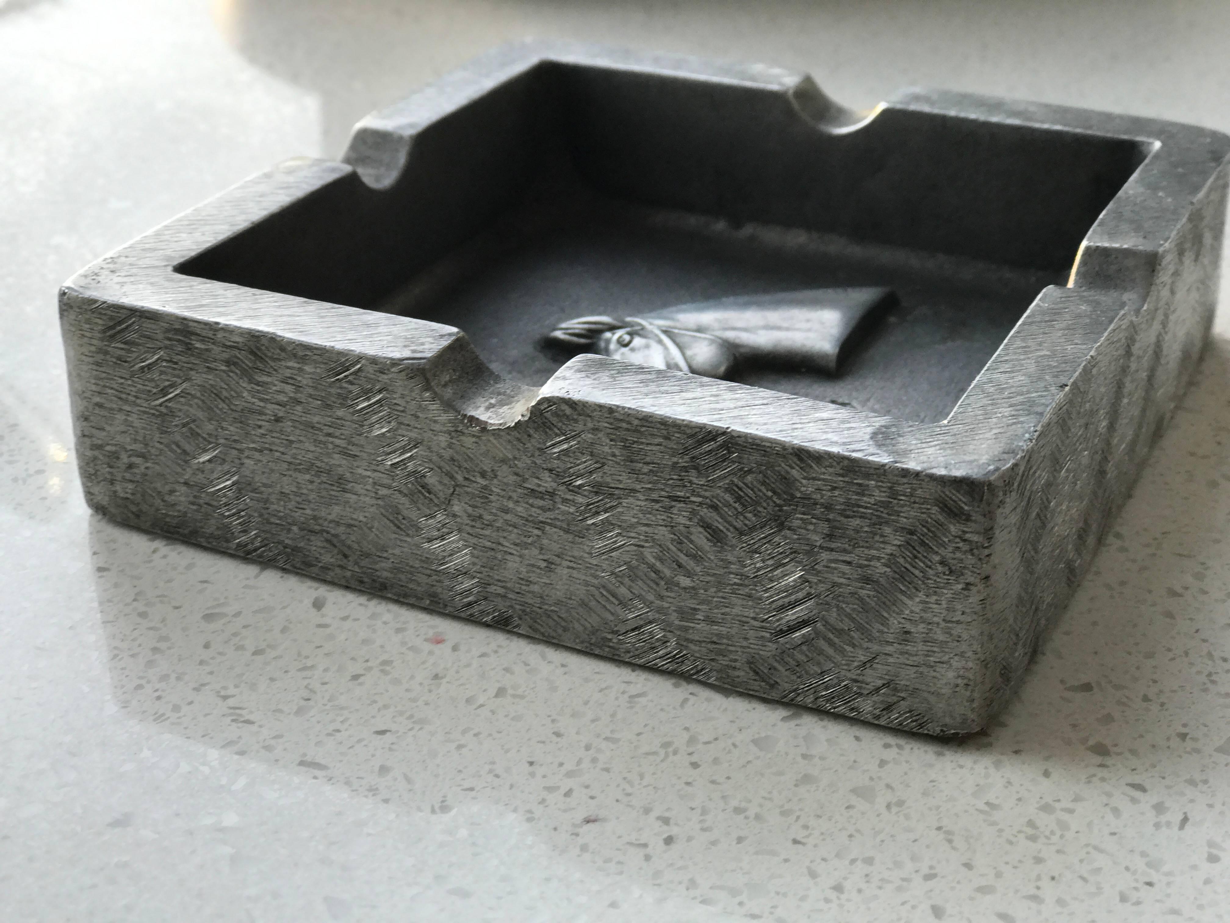 Mid-Century Modern Equestrian Theme Ashtray in Pewter 2