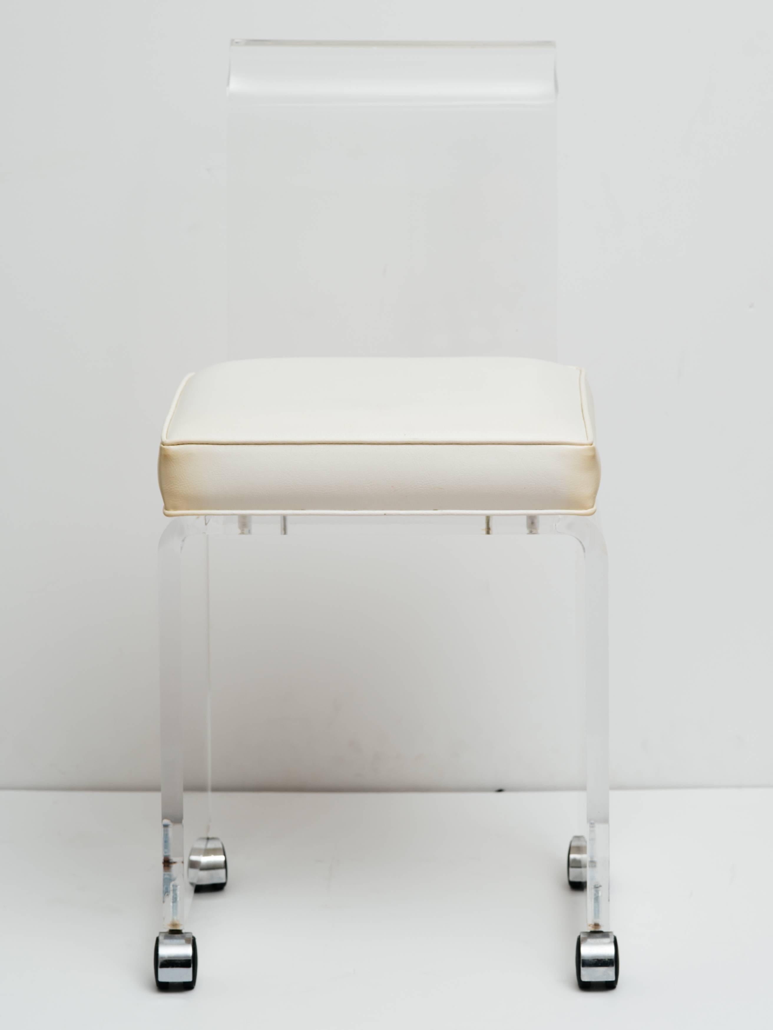 Mid-Century Modern Mid-Century Lucite Vanity Stool with Full Back Design Includes (COM)