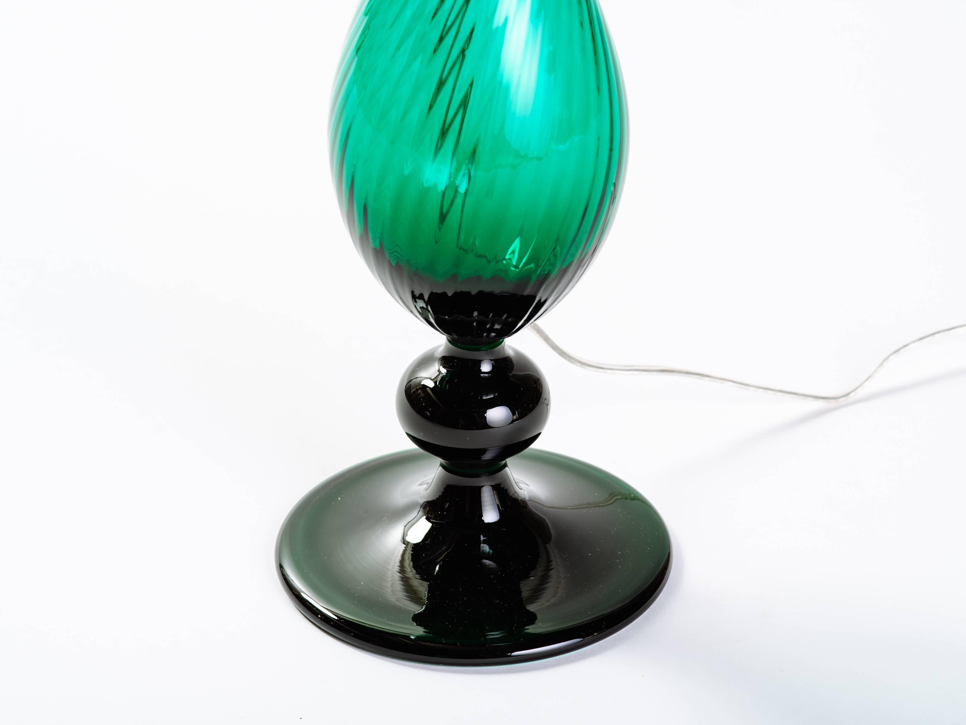 Mid-20th Century Pair of Mid-Century Modern Glass Lamps in Emerald Green by Royal Copenhagen