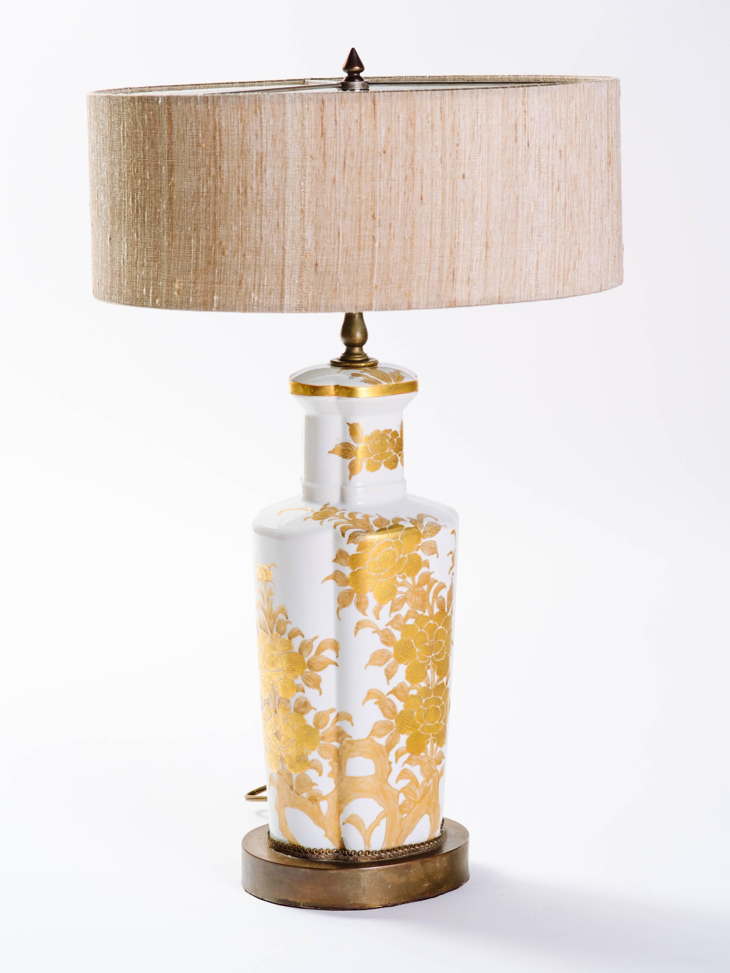 Pair of Hollywood Regency Porcelain Lamps by Marbro In Excellent Condition In Fort Lauderdale, FL