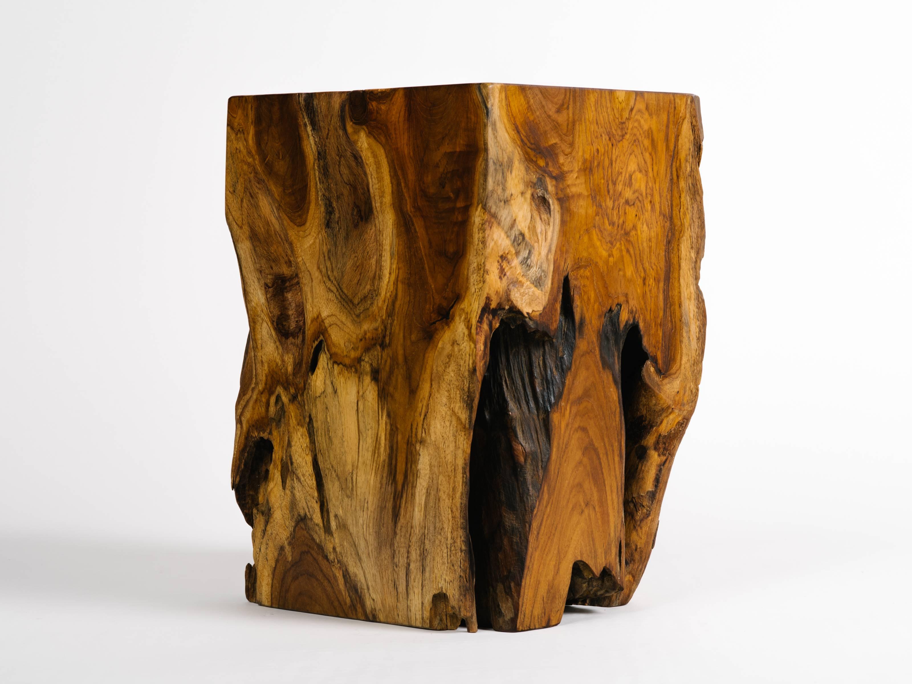 Contemporary Organic Modern Indonesian Teak Wood Side Table or Stool 