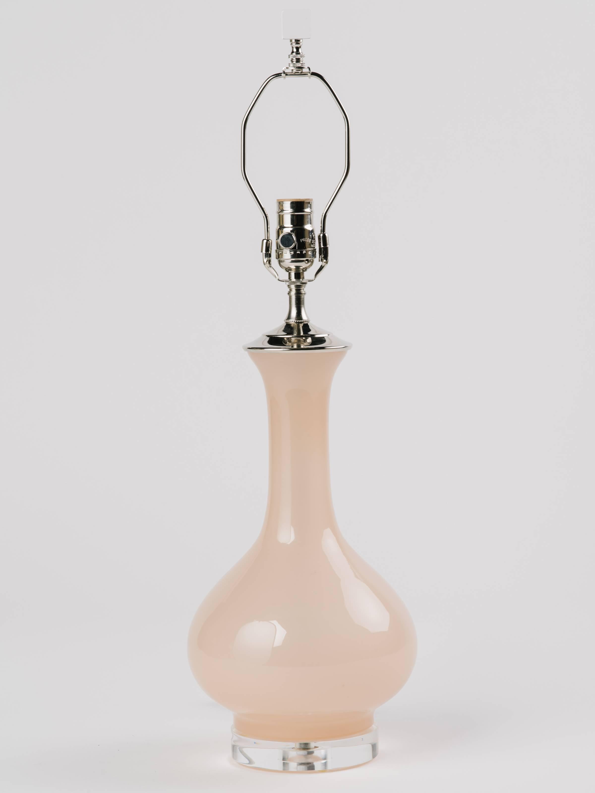 Mid-Century Modern Pair of Elegant Mid Century Pink Murano Glass Lamps