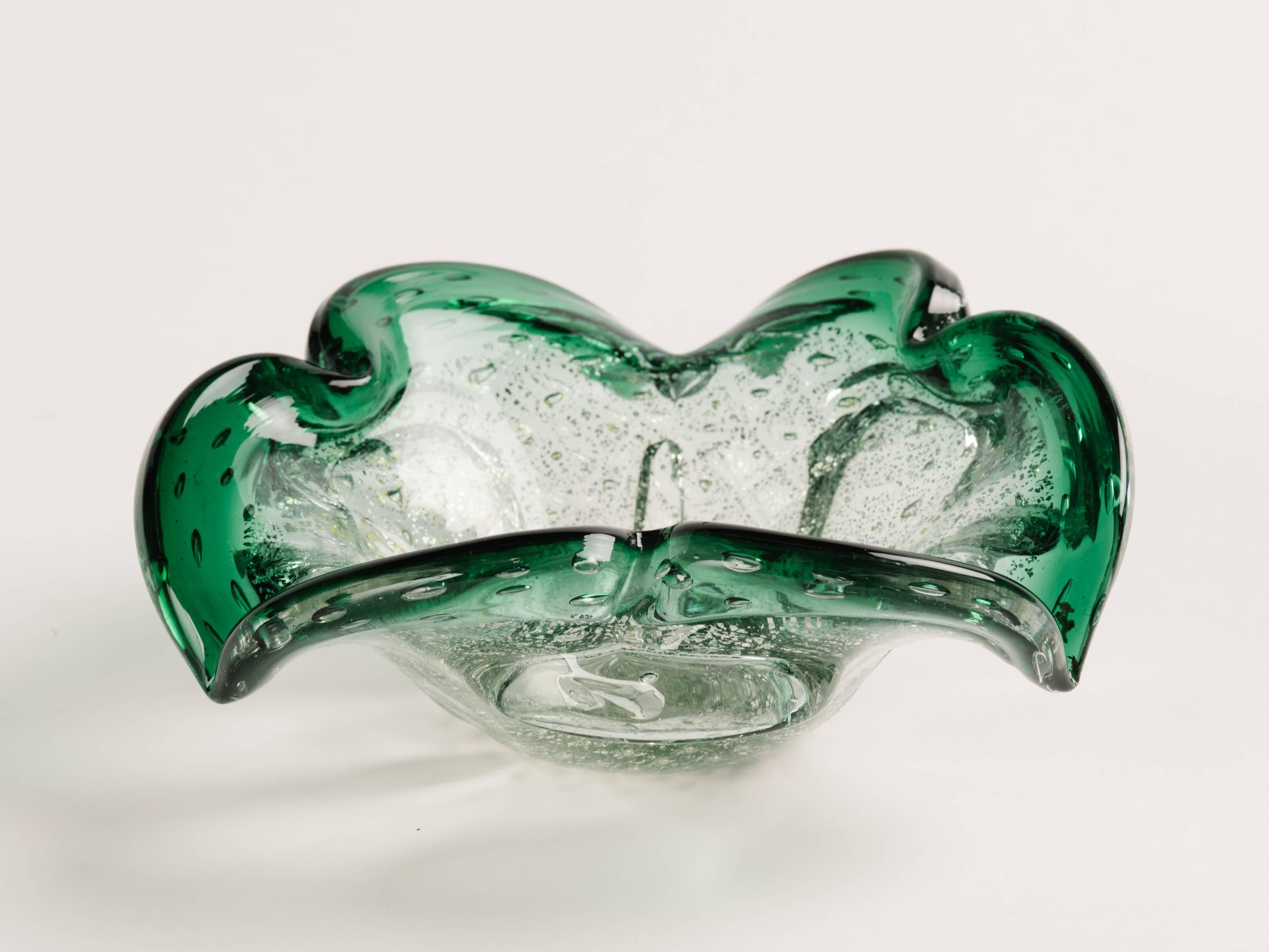 Murano Glass Italian Mid-Century Murano Ashtray in Emerald Green