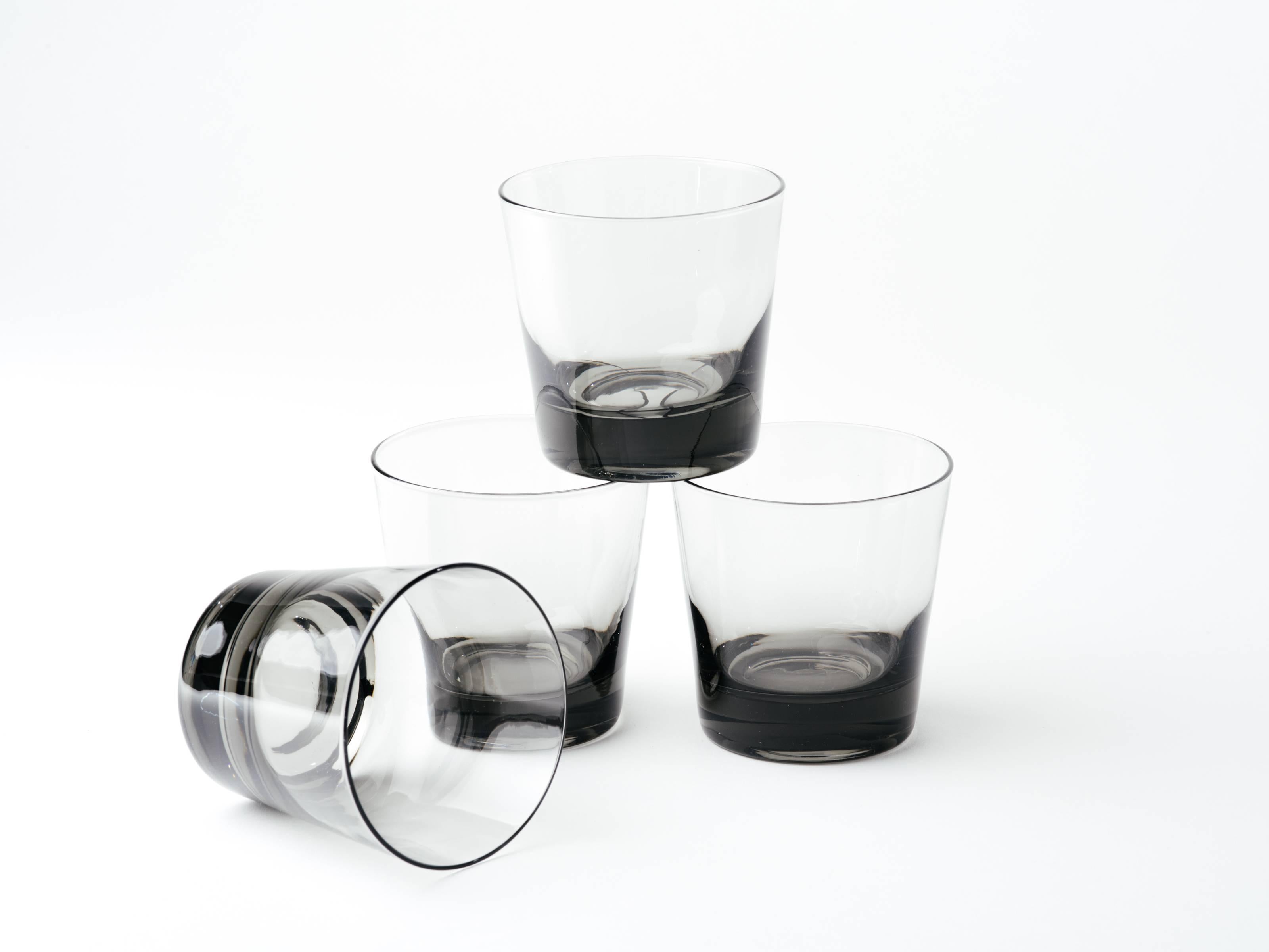 Set of Four Mid-Century Modern Smoked Grey Barware Glasses 2