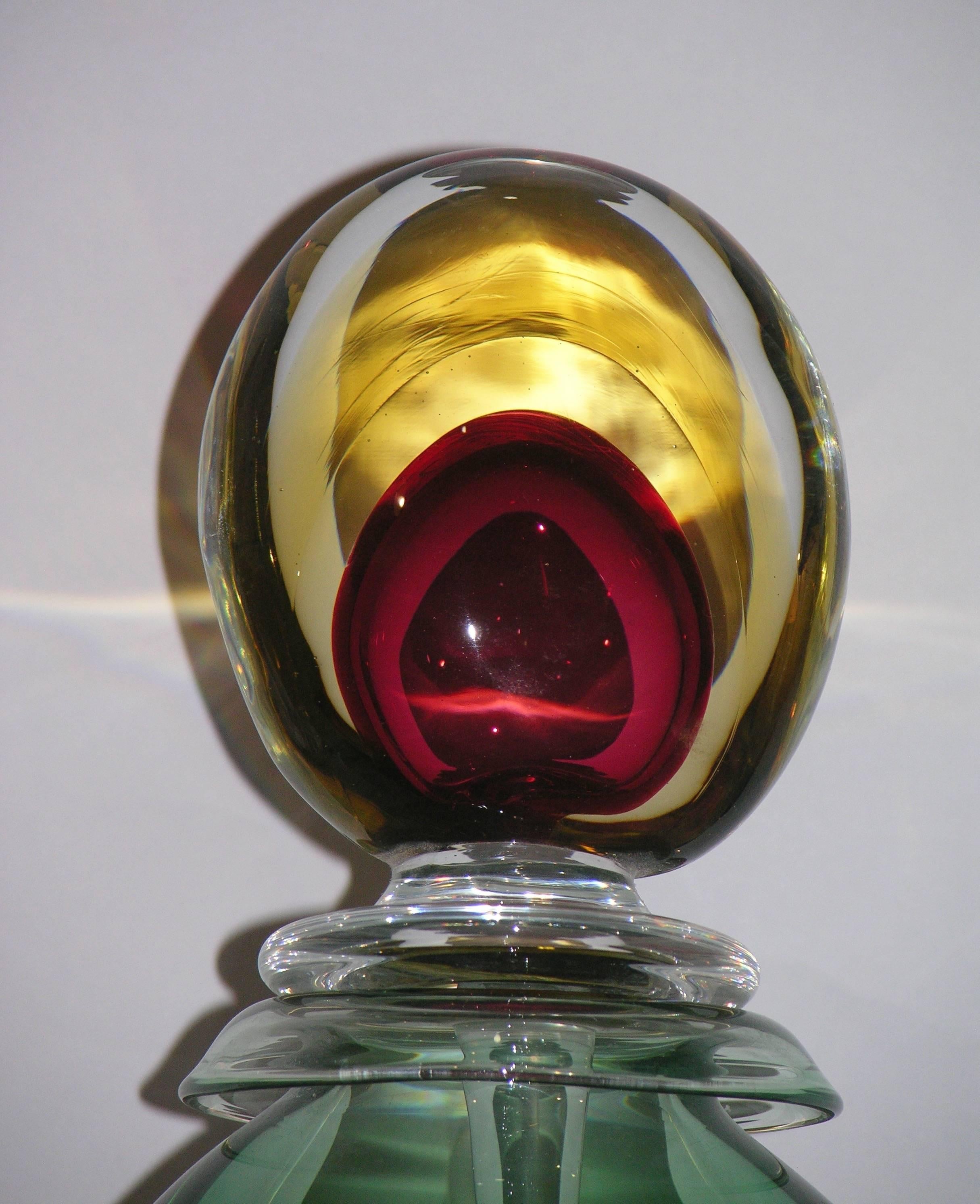 Late 20th Century Silvano Signoretto Rare Ovoid Murano Glass Large Sized Bottle 
