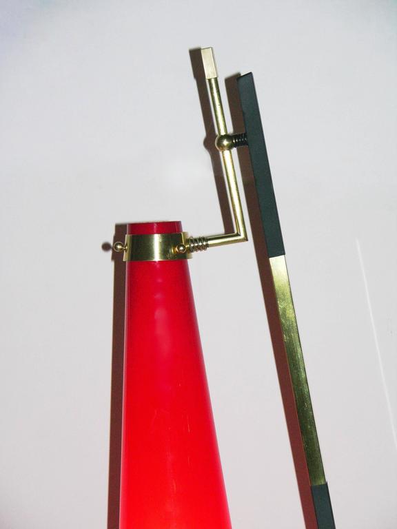 Mid-Century Modern 1950s Vintage Italian Floor Lamp with Red Murano Glass Shade For Sale