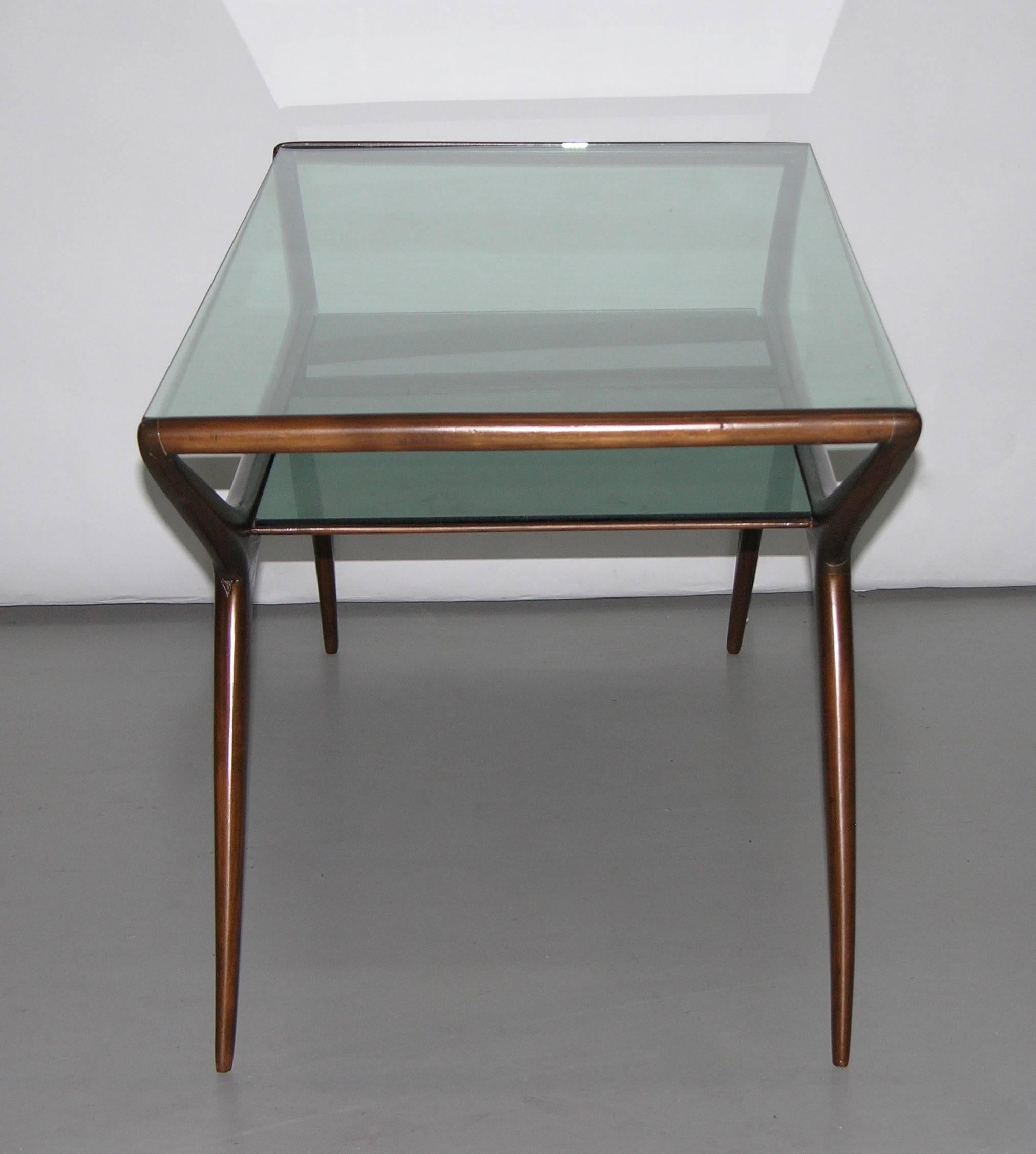 Ico Parisi 1950s Italian Modern Two-Tier Mahogany and Glass Sofa or Coffee Table 2