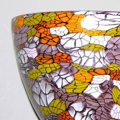Fratelli Pagnin 1970s Vintage Pair of Yellow Orange Purple Murano Glass Bowls