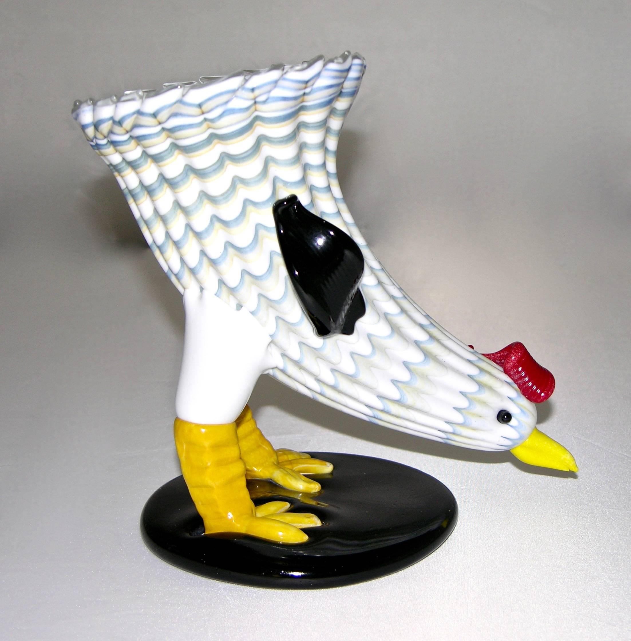 Late 20th Century Venini Fulvio Bianconi 1970s Vintage Pair of Murano Glass Birds Sculptures/Vases