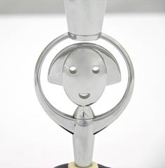 Alessi Alessandro Mendini 1999 Pareja italiana de candeleros cromados rojos y azules