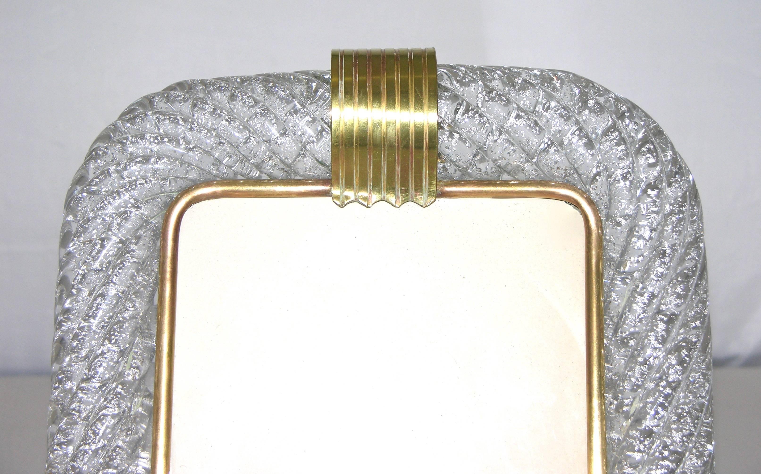 Square shaped Murano glass photo frame worked with “torchon