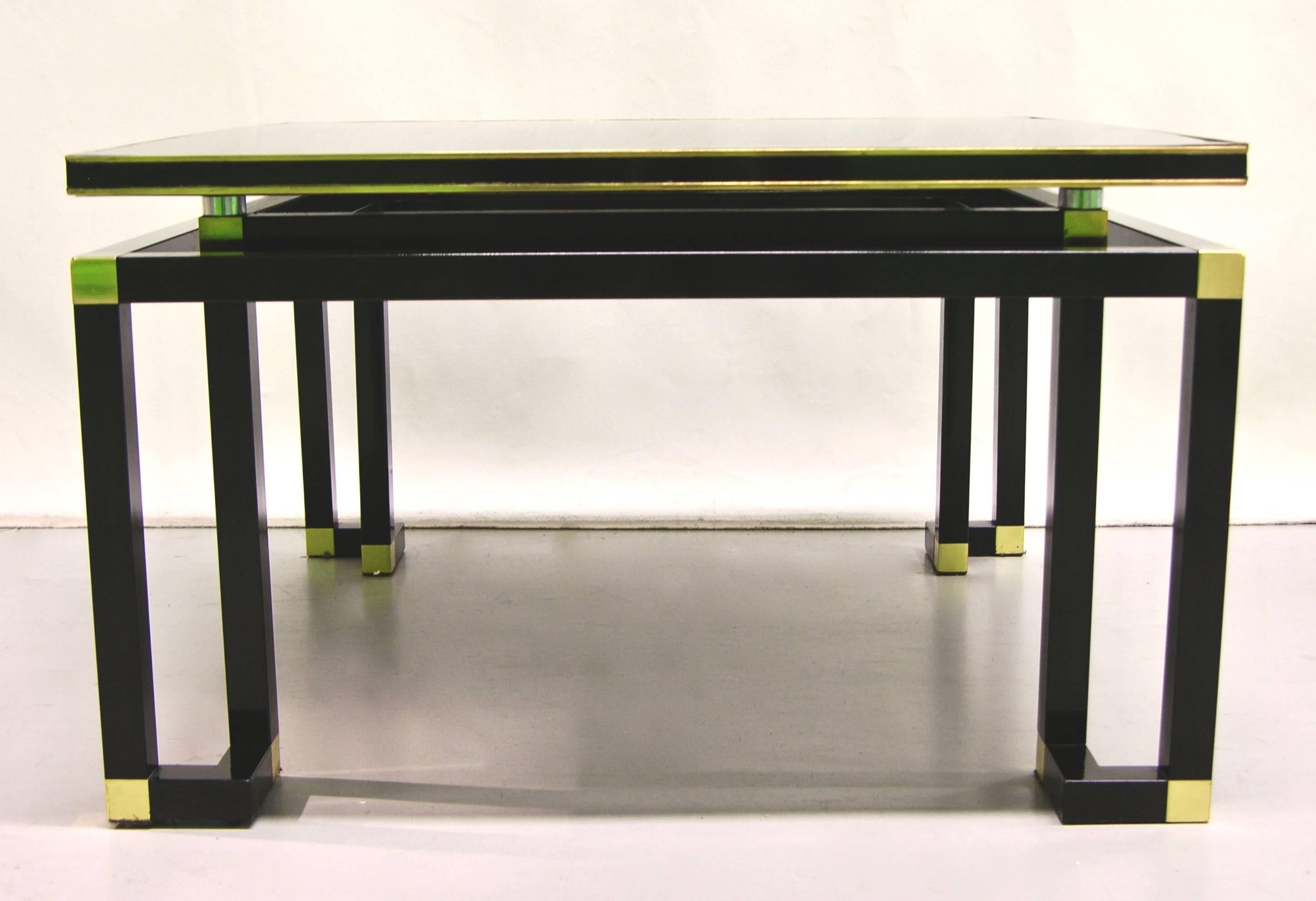 Studio A 1970s Italian Vintage Black Lacquered Wood and Brass Coffee/Sofa Table 2
