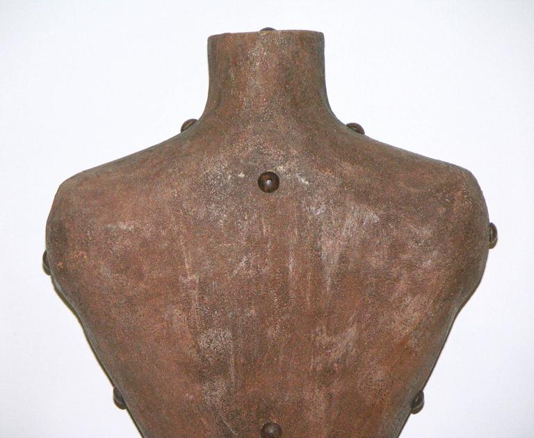 Contemporary Italian Modern Sculpture of a Bust in Brown Terracotta with Keyhole For Sale 2