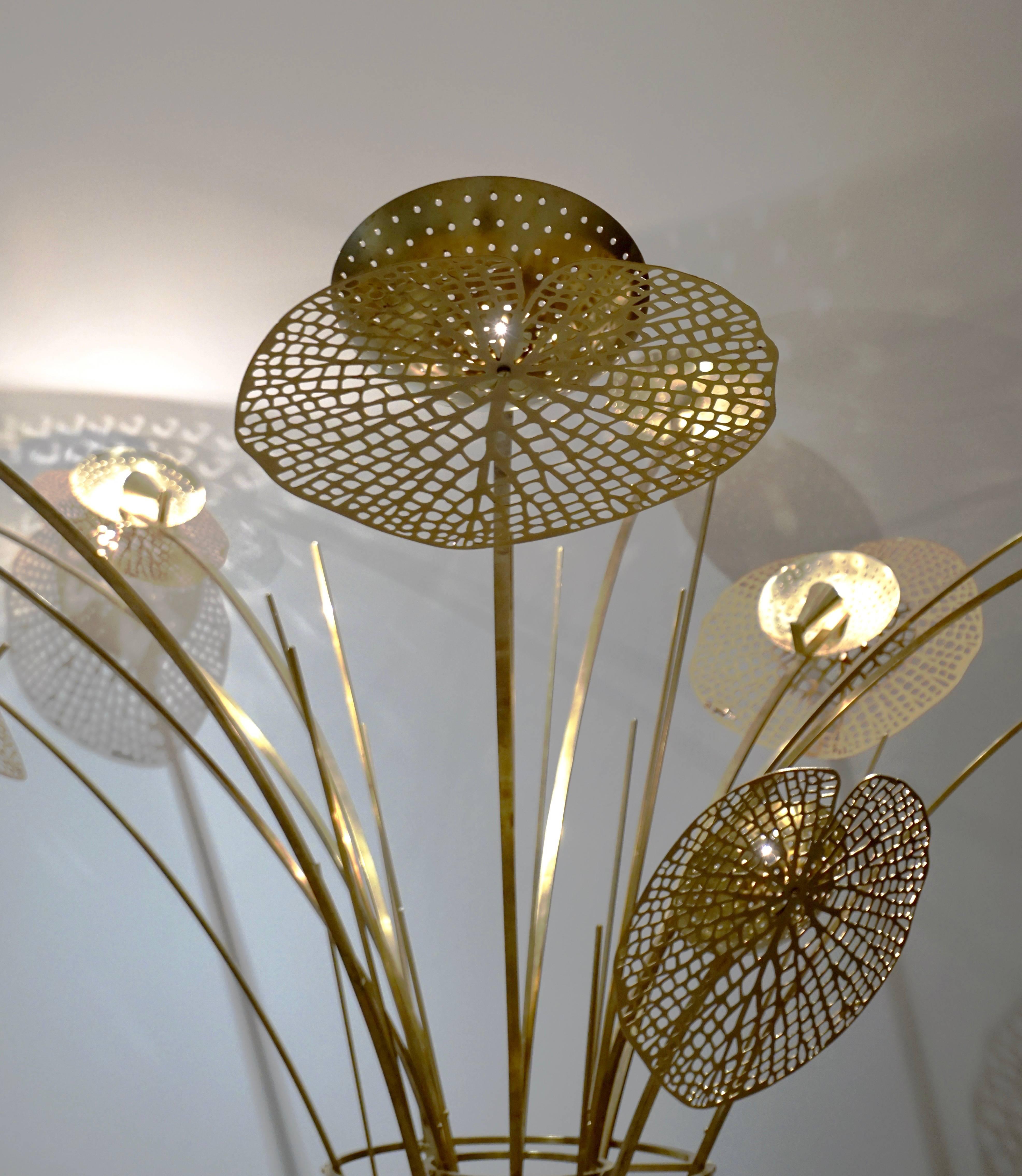 Contemporary Italian Fine Design Organic Brass Tree Sculpture Floor Lamp 4