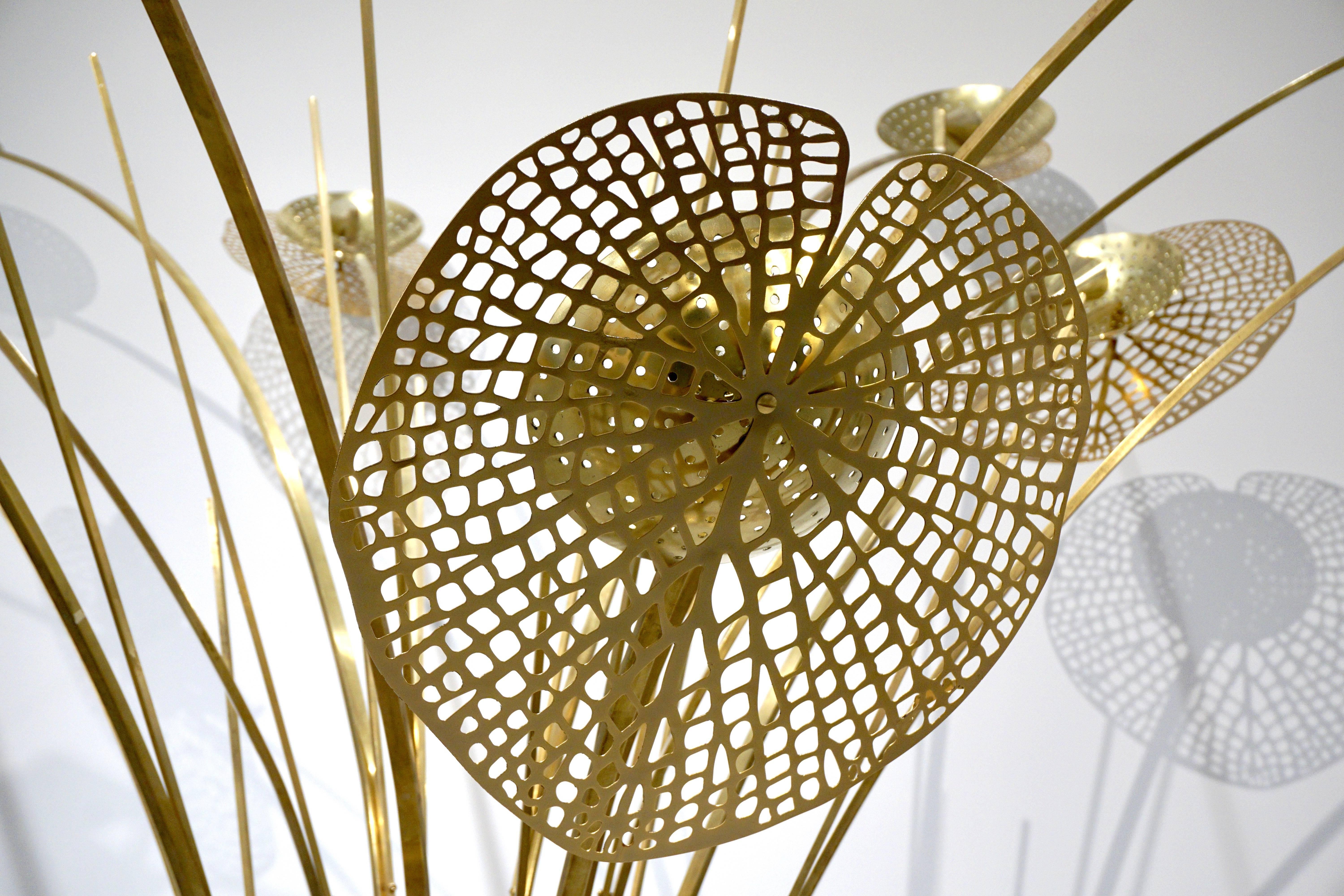 Organic Modern Contemporary Italian Fine Design Organic Brass Tree Sculpture Floor Lamp