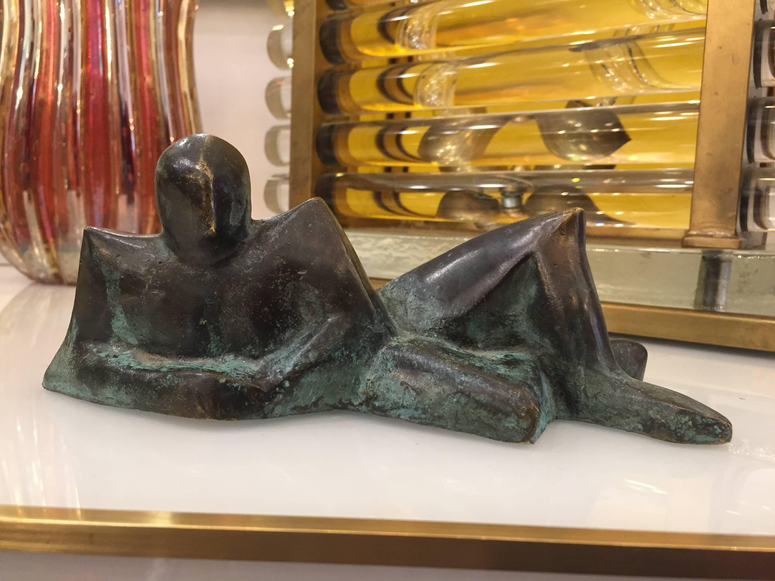 Minimalist Italian Man Bronze Sculpture Limited Edition by Giovanni Ginestroni 2