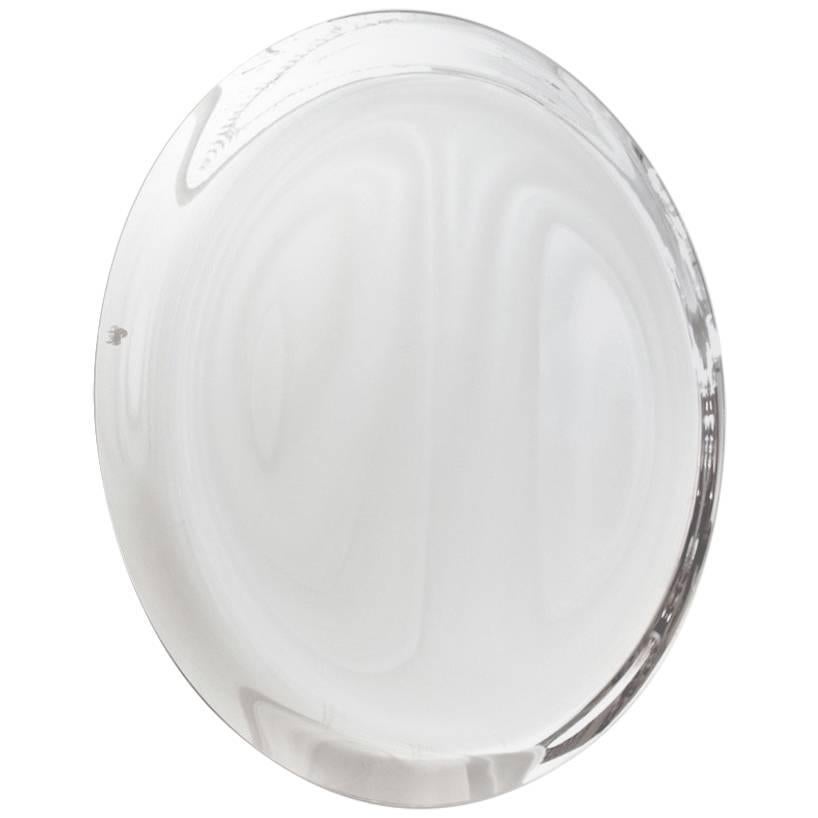 Contemporary Italian Minimalist Curved Silver Glass Round Mirror