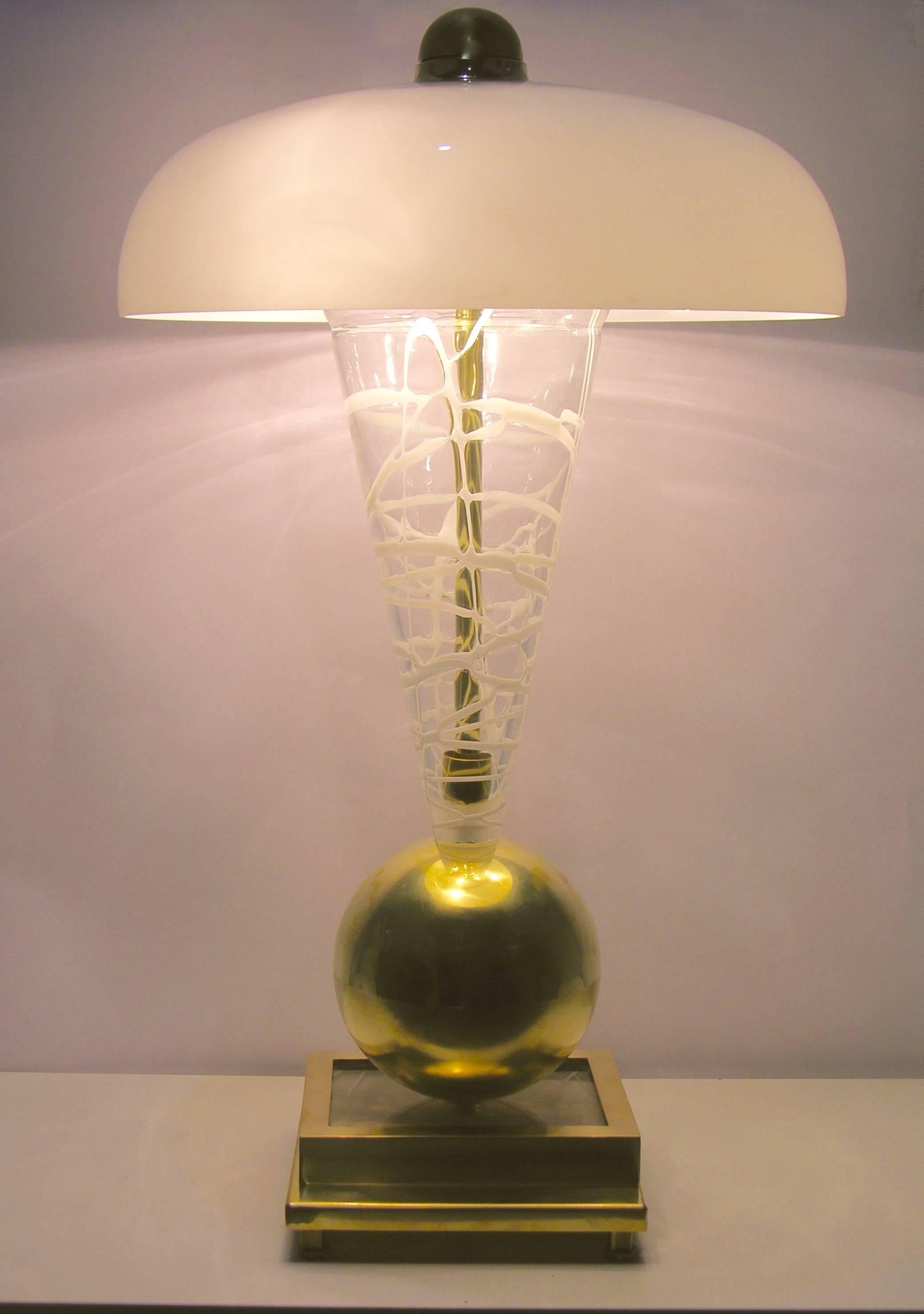 1970s Italian Custom Made Murano Glass Lamp Attributed to Vistosi For Sale 2