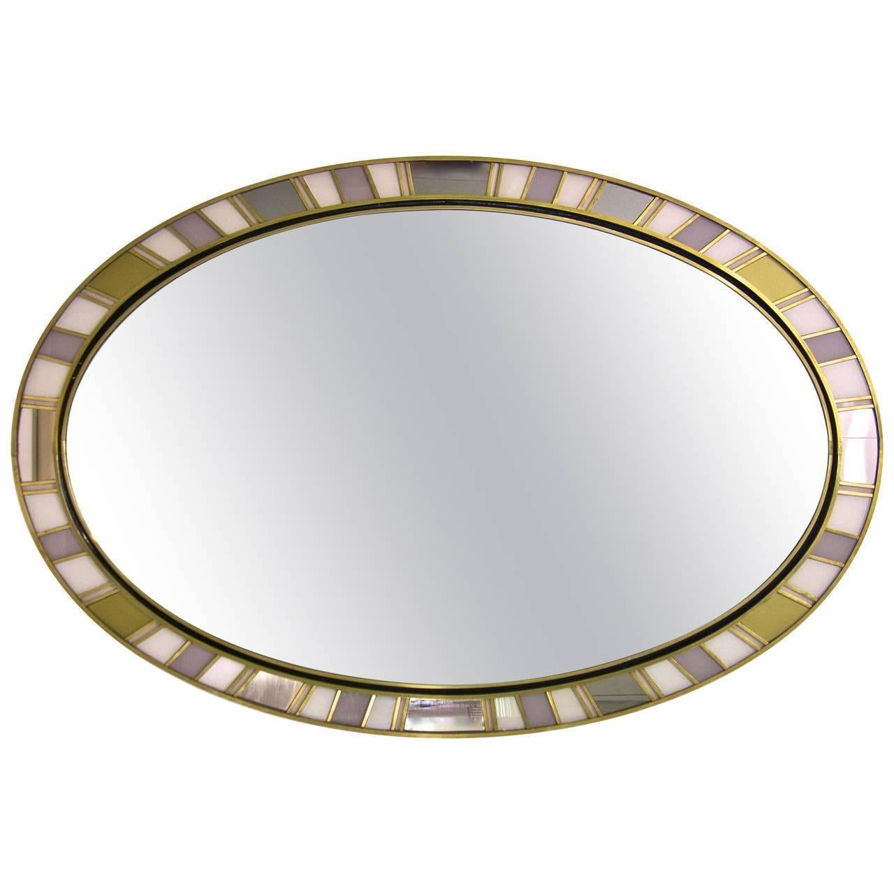 1970s Refined One-of-a-Kind Italian Oval Mirror In Excellent Condition In New York, NY