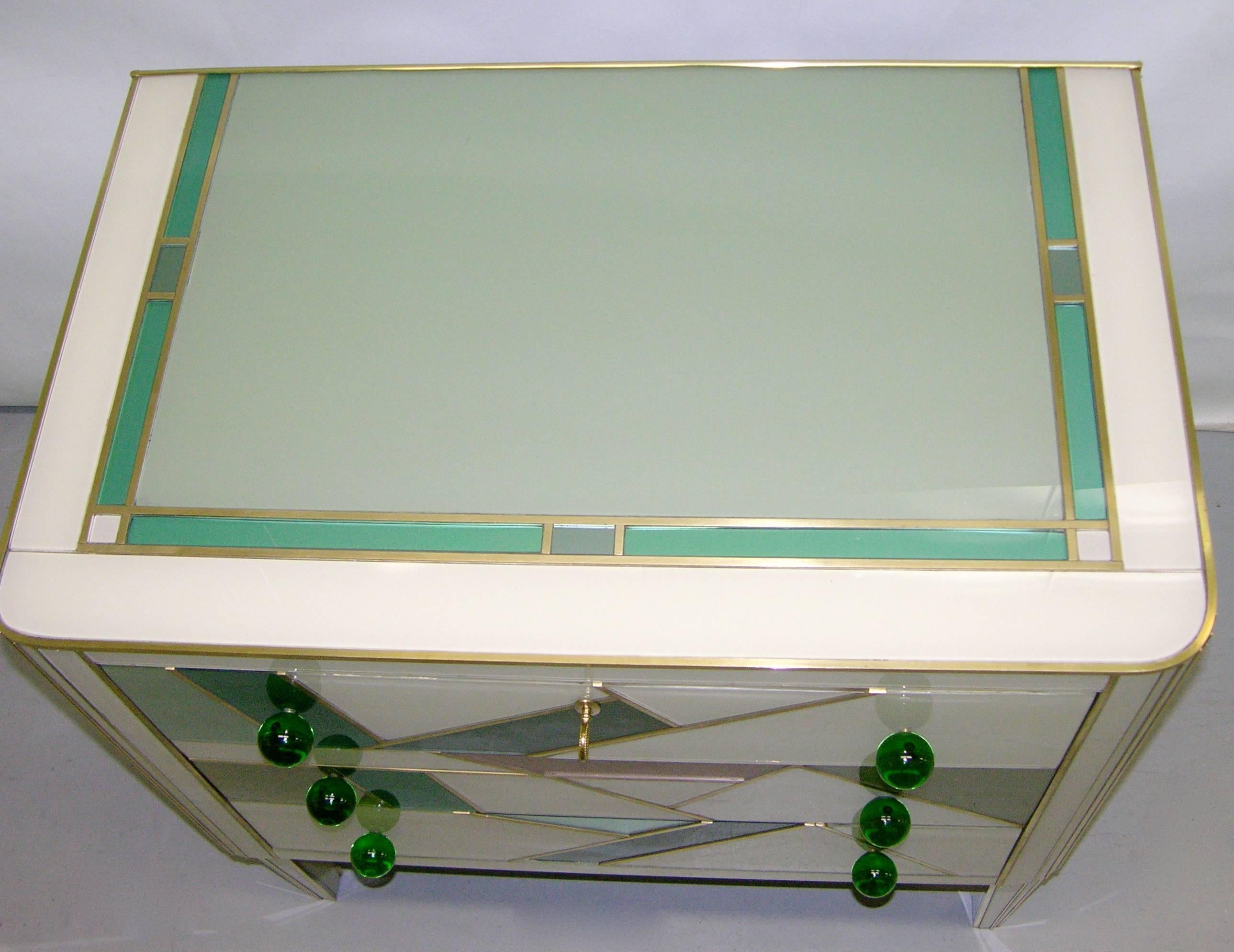Hand-Crafted Italian Design Pair of Glass Abstract Decor Chests