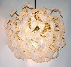 1980 One-of-a-Kind Sphere Chandelier with Murano Glass Leaves