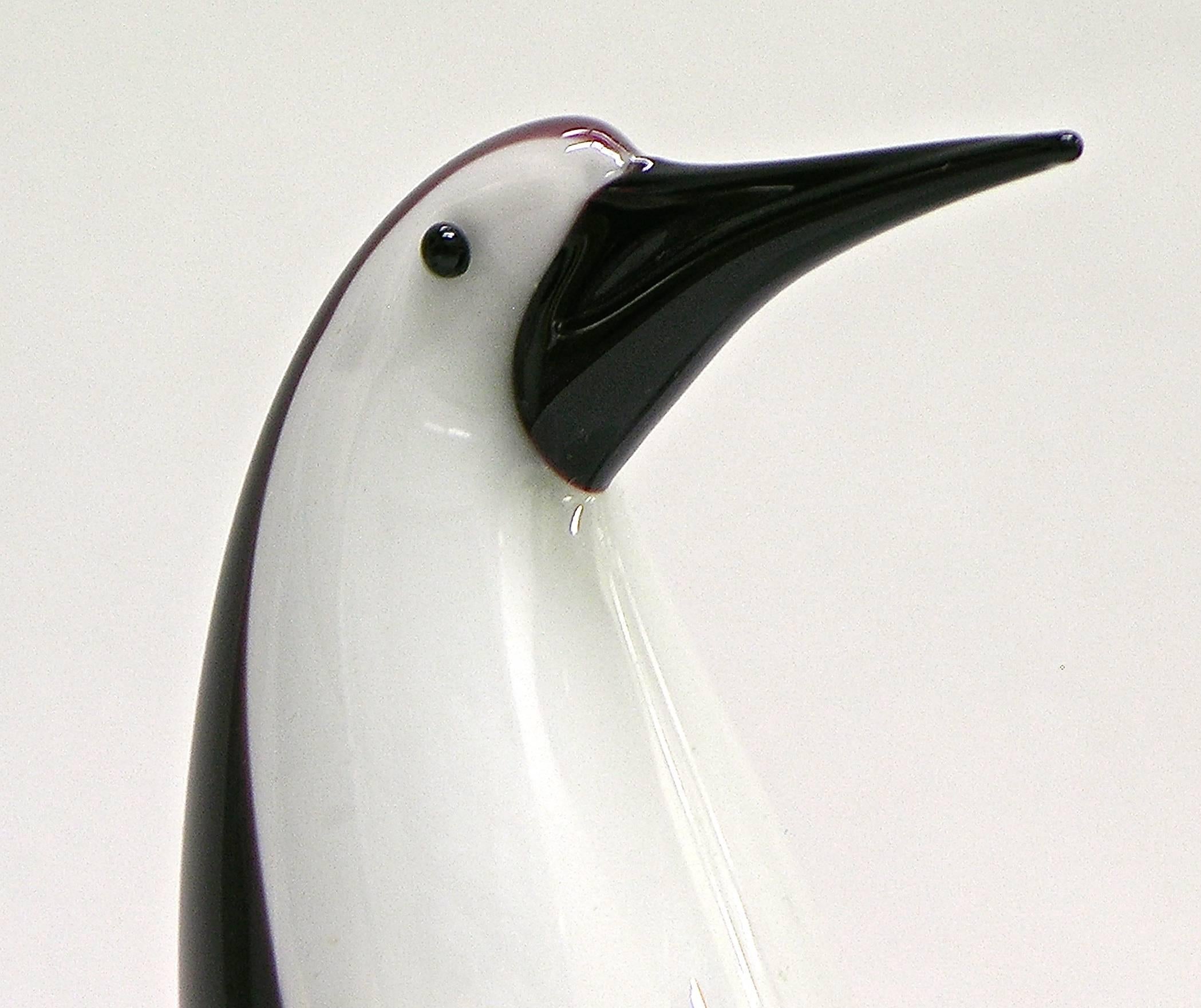 Blown Glass Formia 1990 Family of Three Murano Glass Penguins