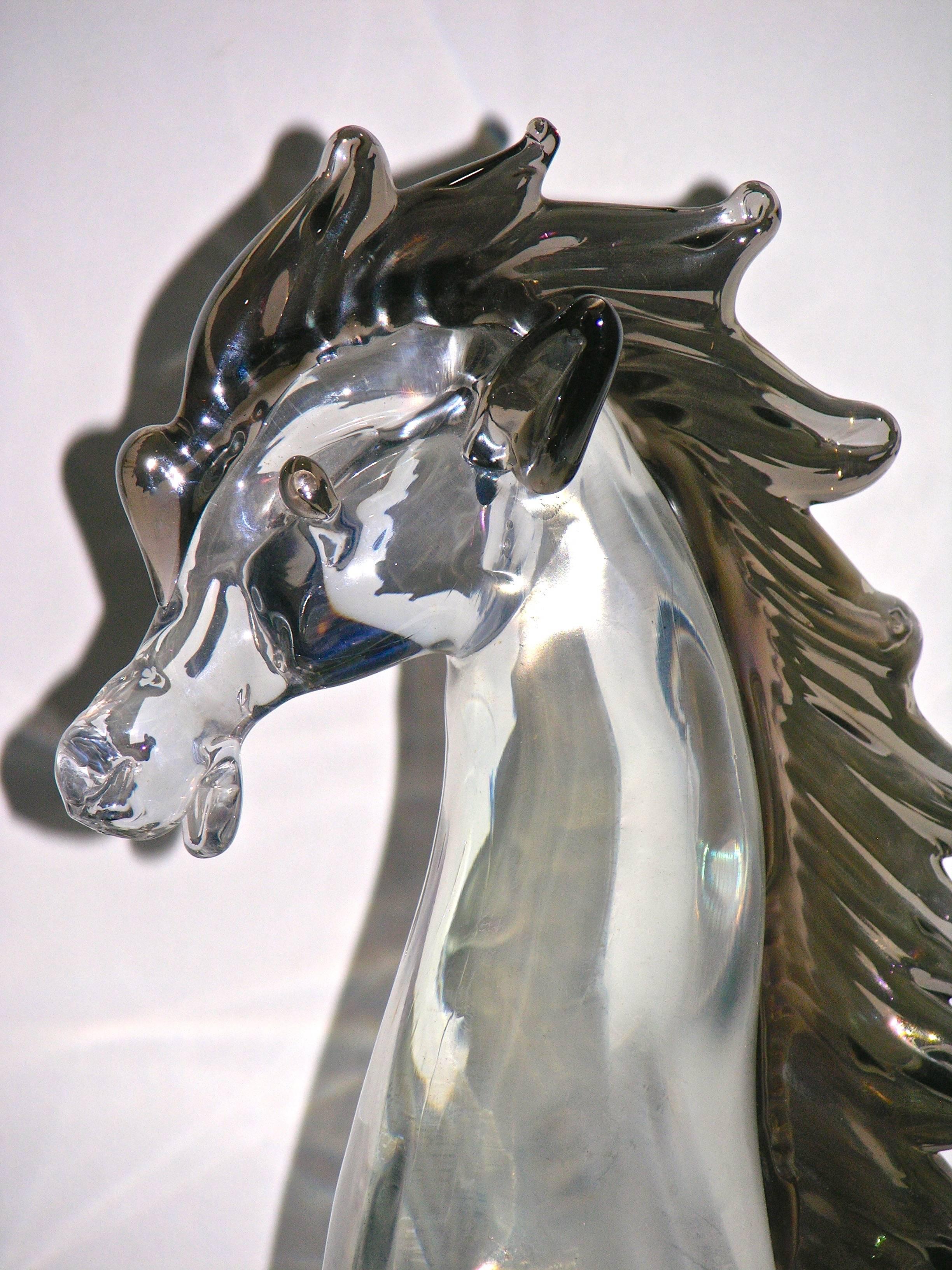 Licio Zanetti 1980 Iridescent Murano Art Glass Horse In Excellent Condition In New York, NY