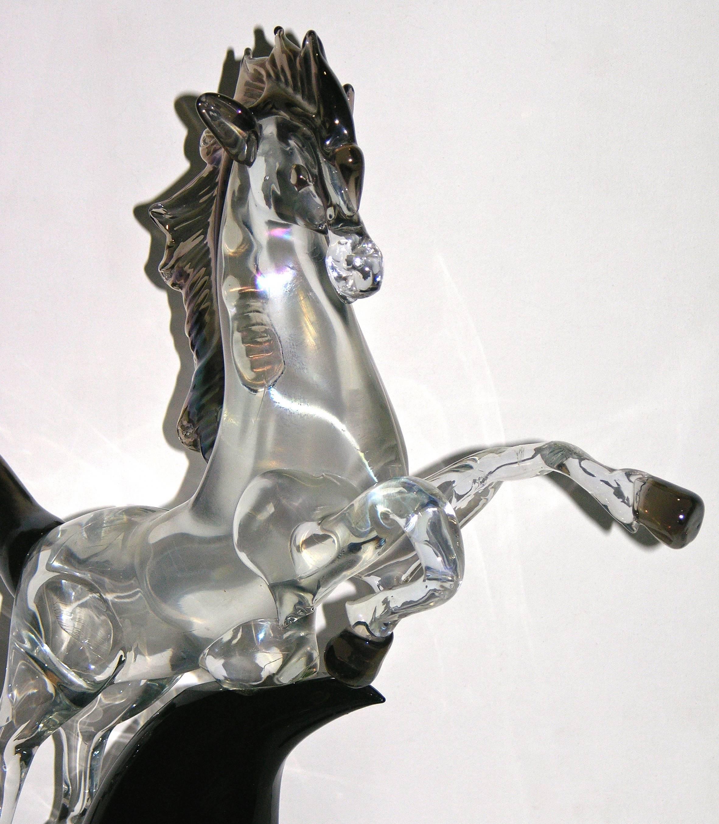 Italian Licio Zanetti 1980 Iridescent Murano Art Glass Horse