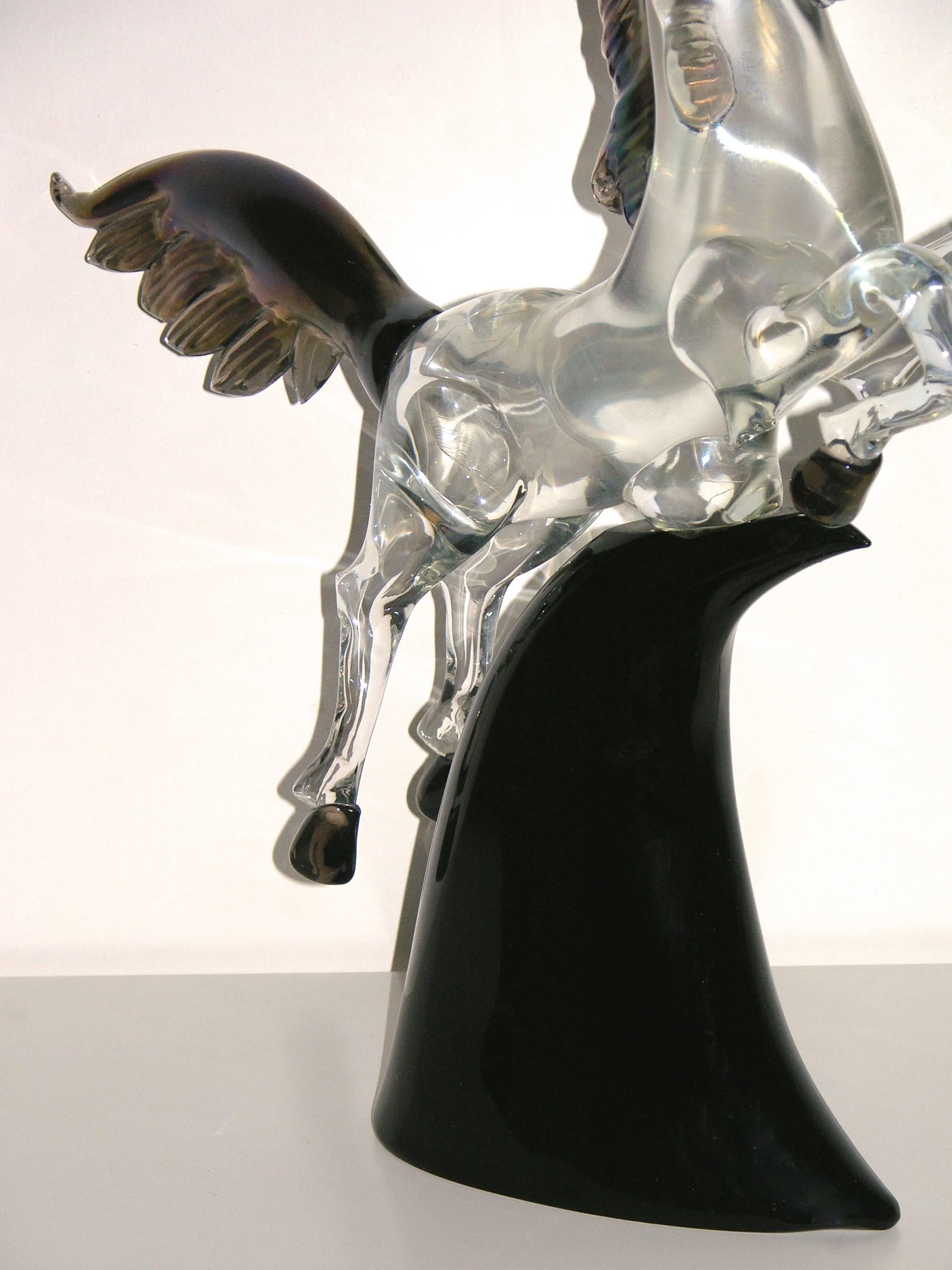 Blown Glass Licio Zanetti 1980 Iridescent Murano Art Glass Horse