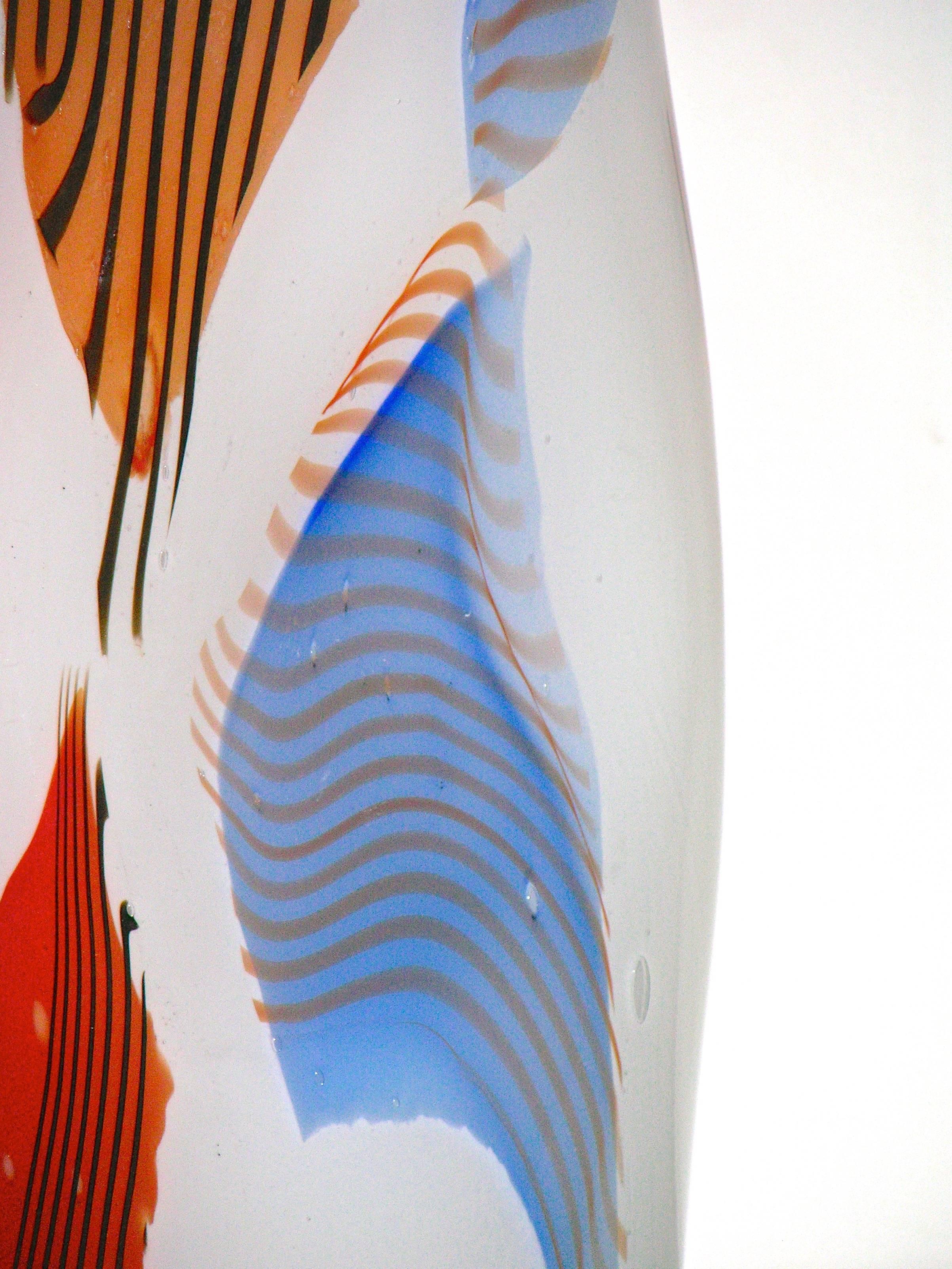 Organic Modern Davide Dona Set of 3 Freeform White Orange Red Blue Murano Art Glass Vases