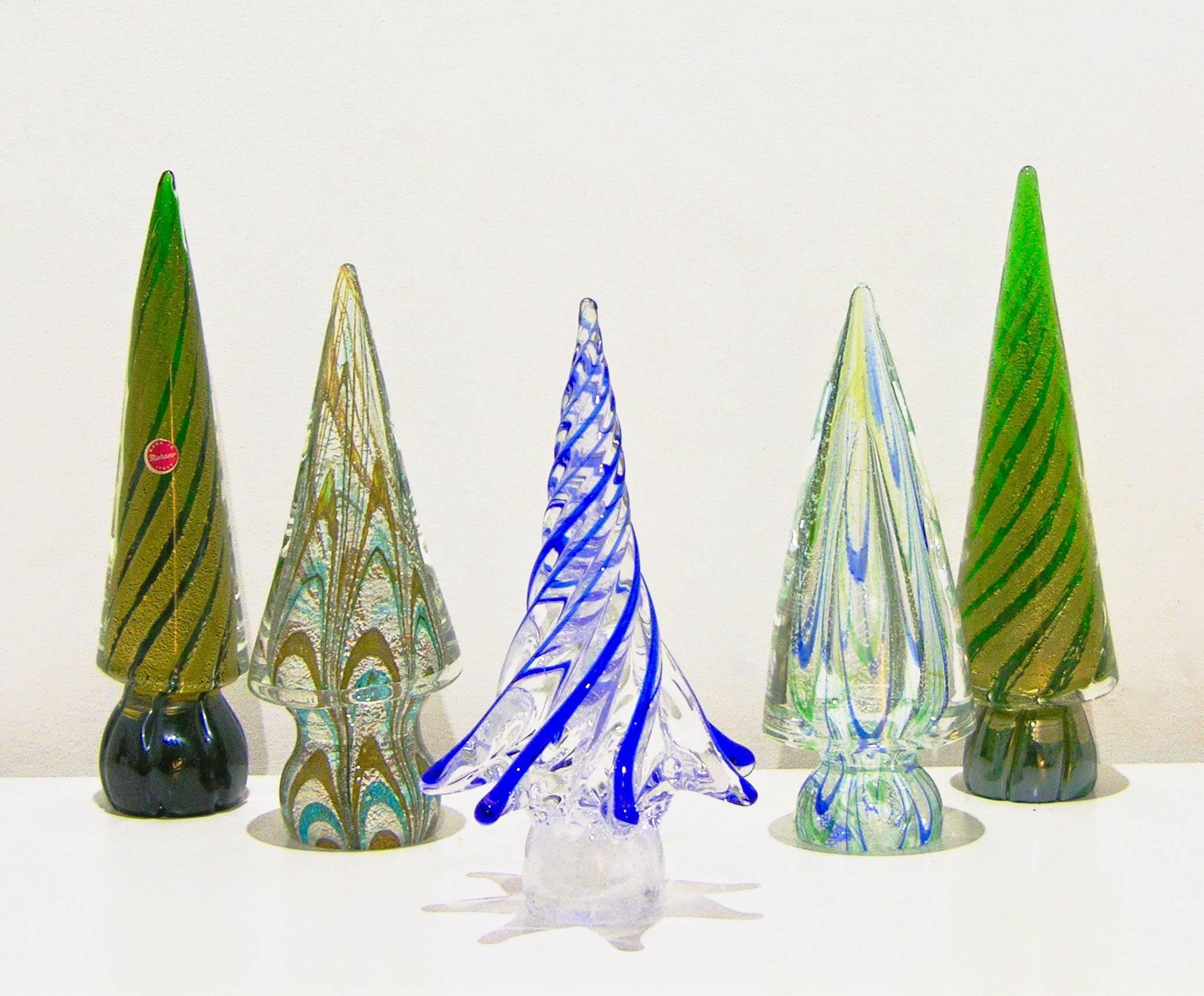 Late 20th Century Vintage Italian Murano Glass Christmas Tree Sculptures by Formia