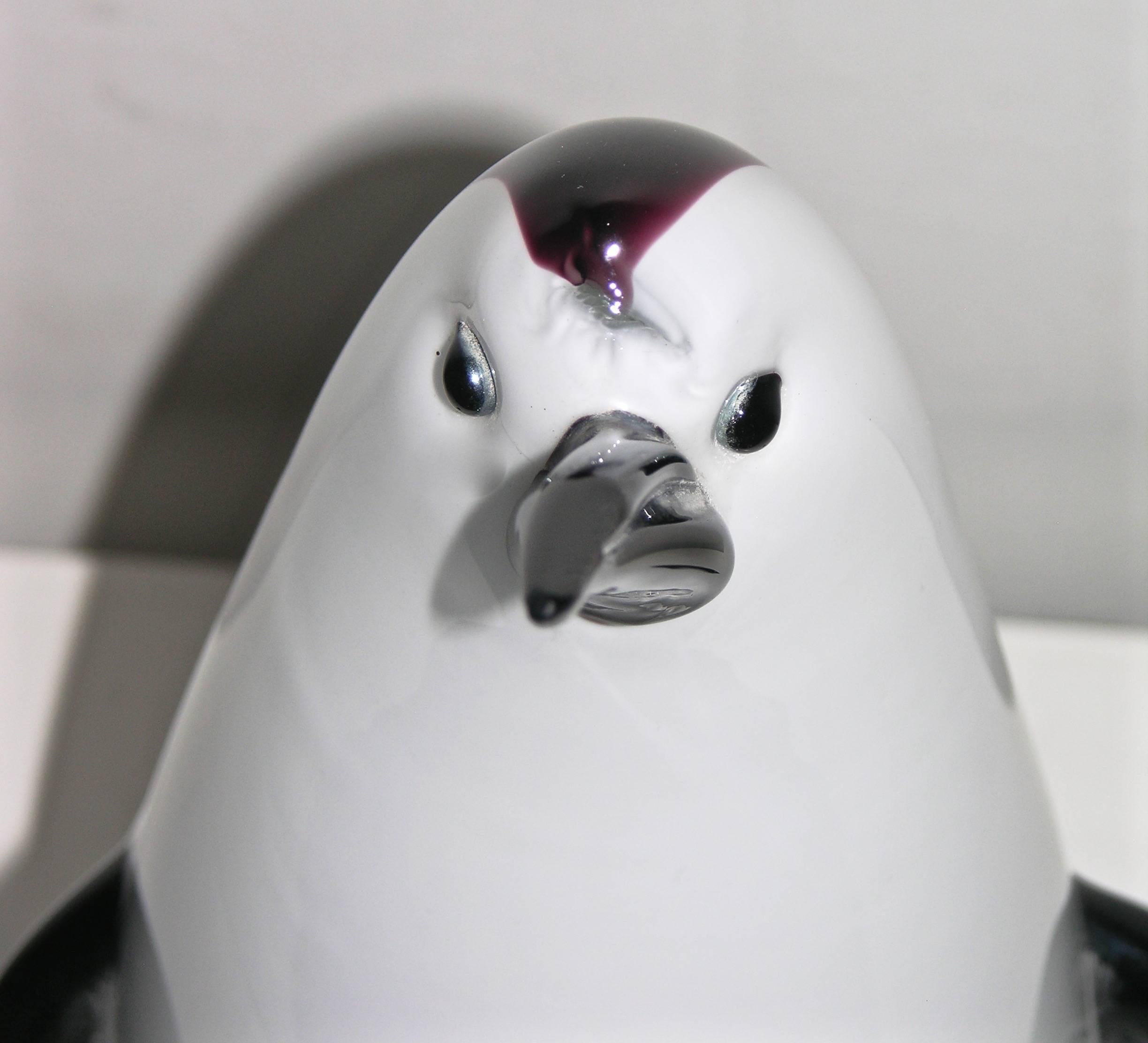 Italian Formia 1990s Rare Large Size Set of Three Murano Glass Penguins