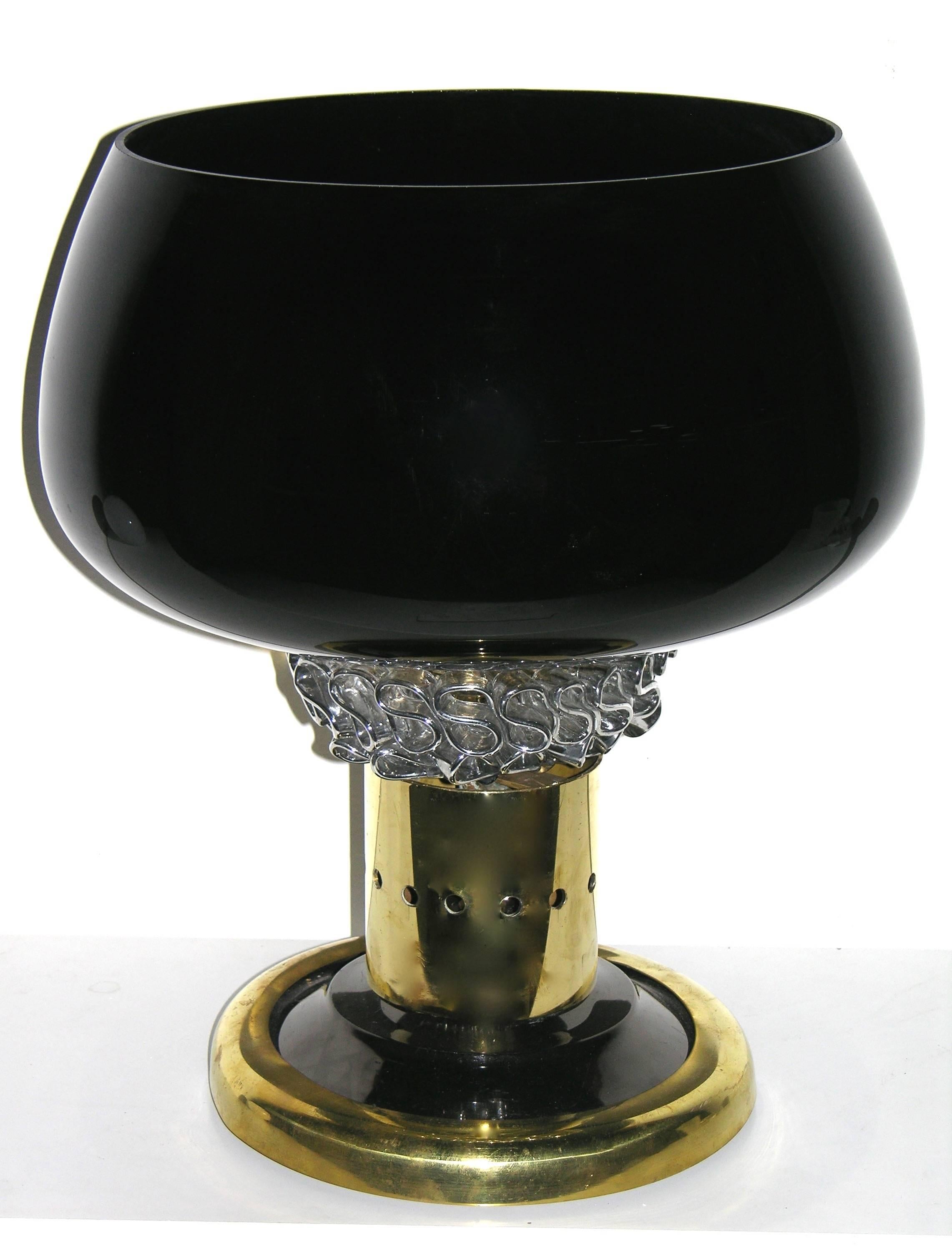 Fait main 1980 Seguso Vetri d'Arte Italian Bespoke Brass Pair of Purple Murano Glass Lamps (Paire de lampes en verre de Murano) en vente
