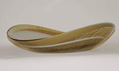 Organic Amber Murano Glass Centerpiece with Ivory White Murrina