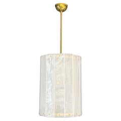 Bespoke Modern Art Deco Italian White Murano Glass Brass Lantern / Kronleuchter