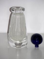 Formia Silver Speckled Murano Glass Perfume Bottle with Blue Stopper