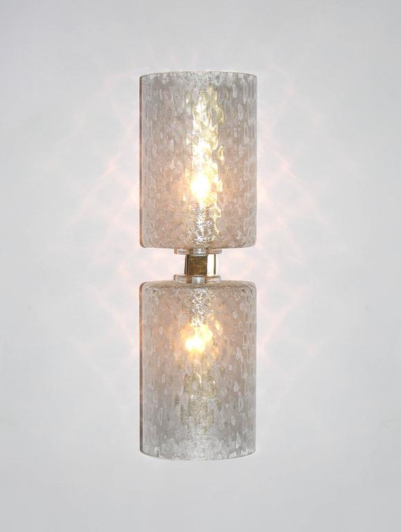 Italian Pair of Honeycomb Murano Glass Wall Lights Worked with Silver Thread at 1stdibs