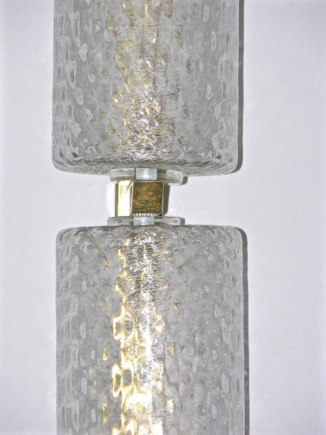 Italian Pair of Honeycomb Murano Glass Wall Lights Worked with Silver Thread at 1stdibs