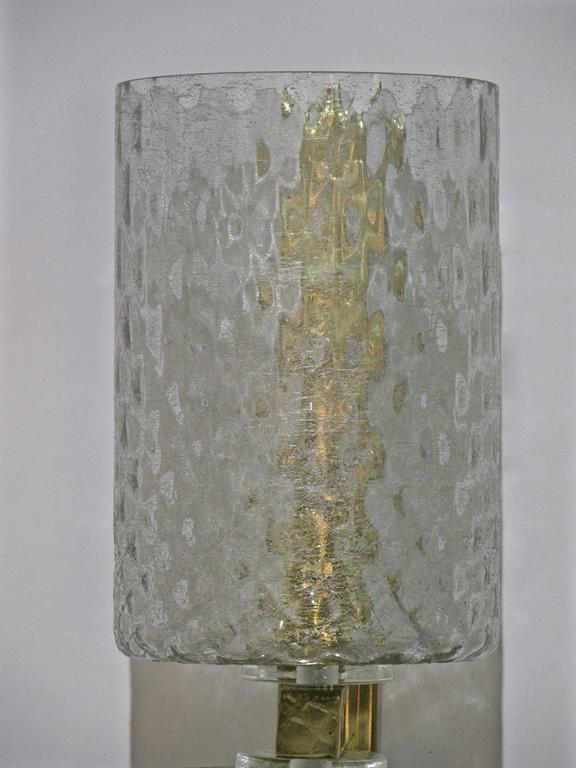 Italian Pair of Honeycomb Murano Glass Wall Lights Worked with Silver Thread at 1stdibs