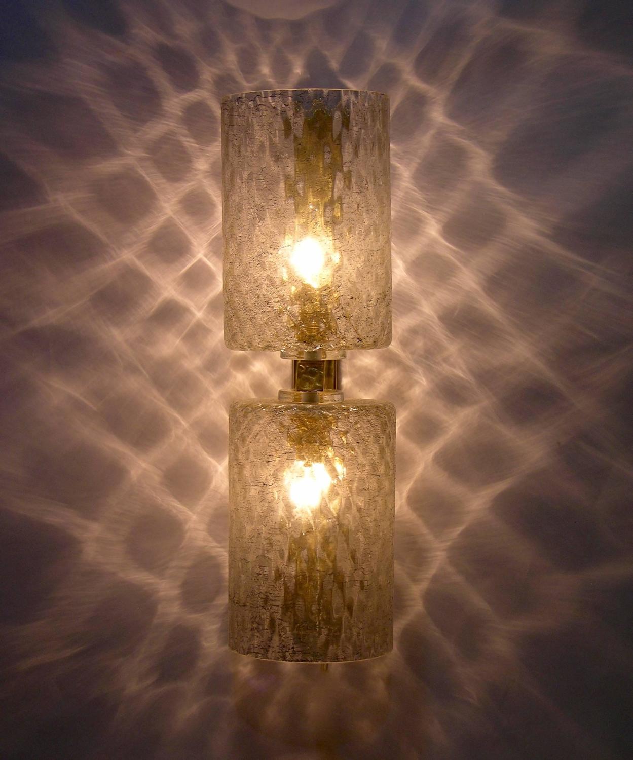 Italian Pair of Honeycomb Murano Glass Wall Lights Worked with Silver Thread at 1stdibs