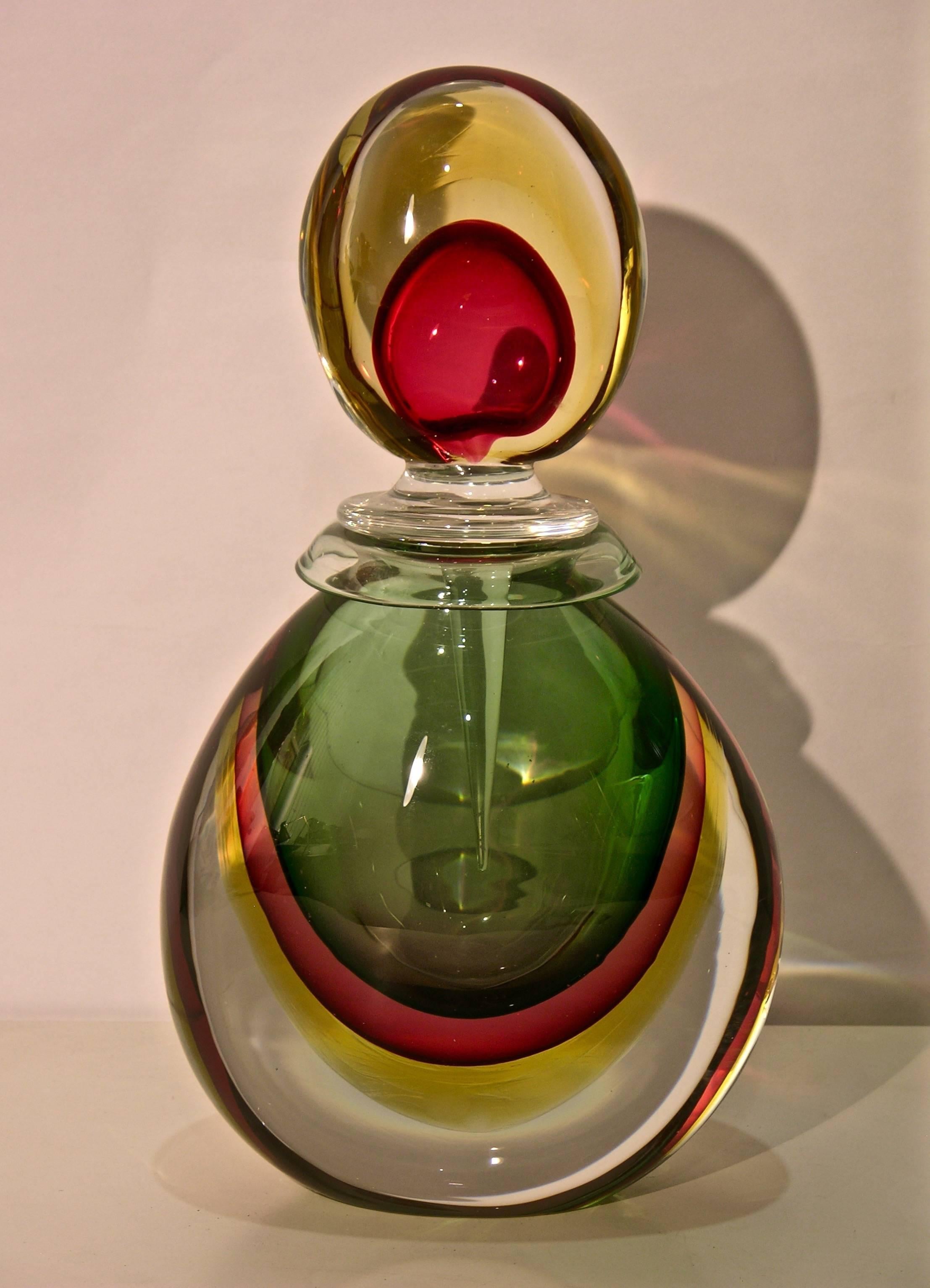 Silvano Signoretto Rare Ovoid Murano Glass Large Sized Bottle  1