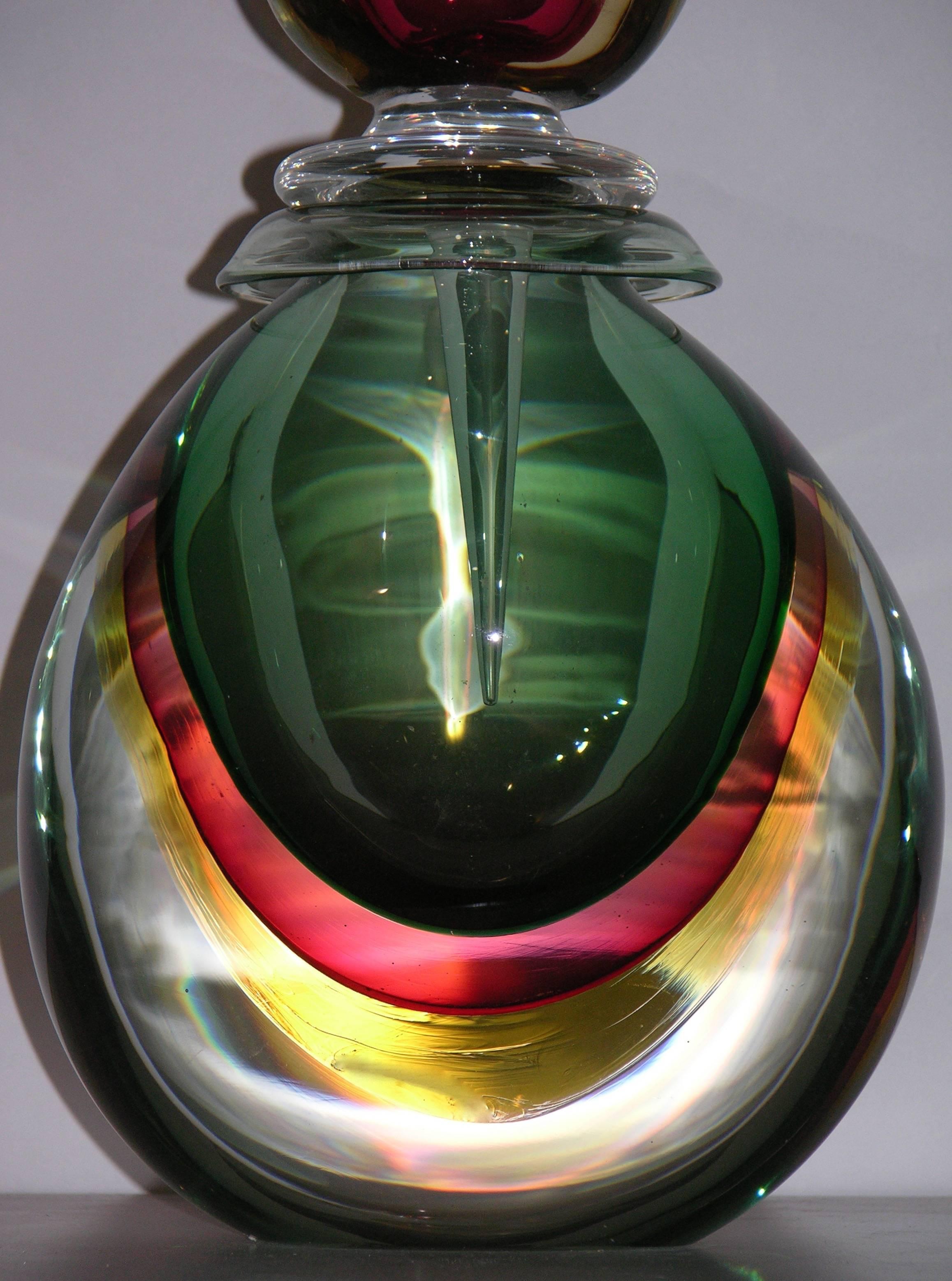 Silvano Signoretto Rare Ovoid Murano Glass Large Sized Bottle  In Excellent Condition In New York, NY