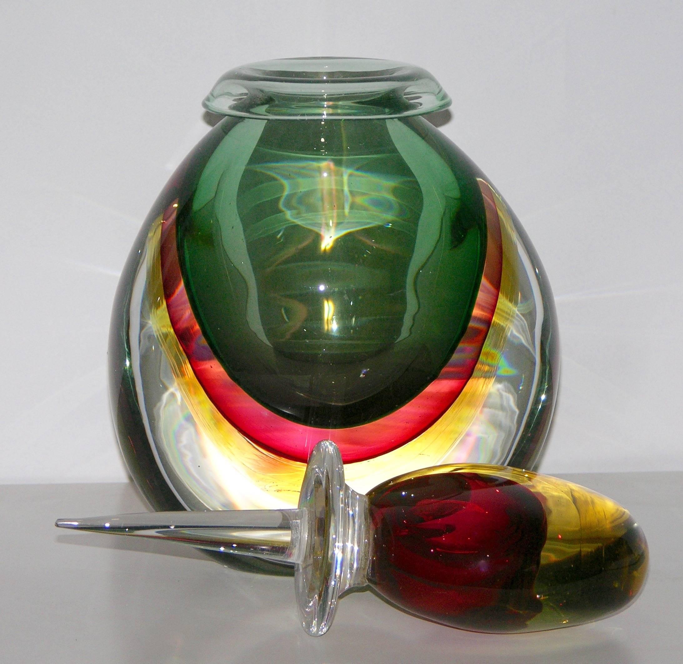 Organic Modern Silvano Signoretto Rare Ovoid Murano Glass Large Sized Bottle 