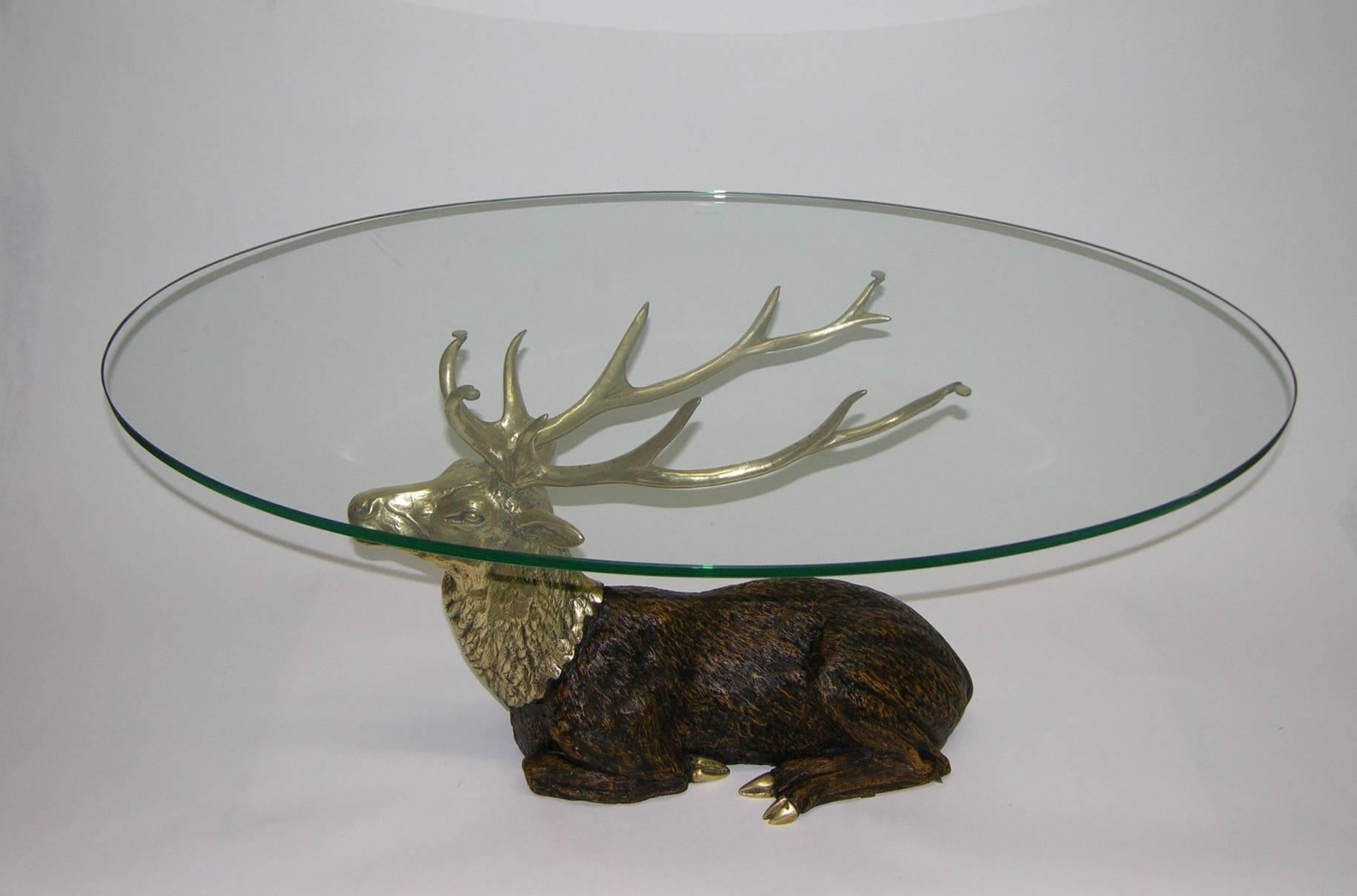 1970s Vintage Italian Deer Antler Oval Coffee Table In Excellent Condition In New York, NY