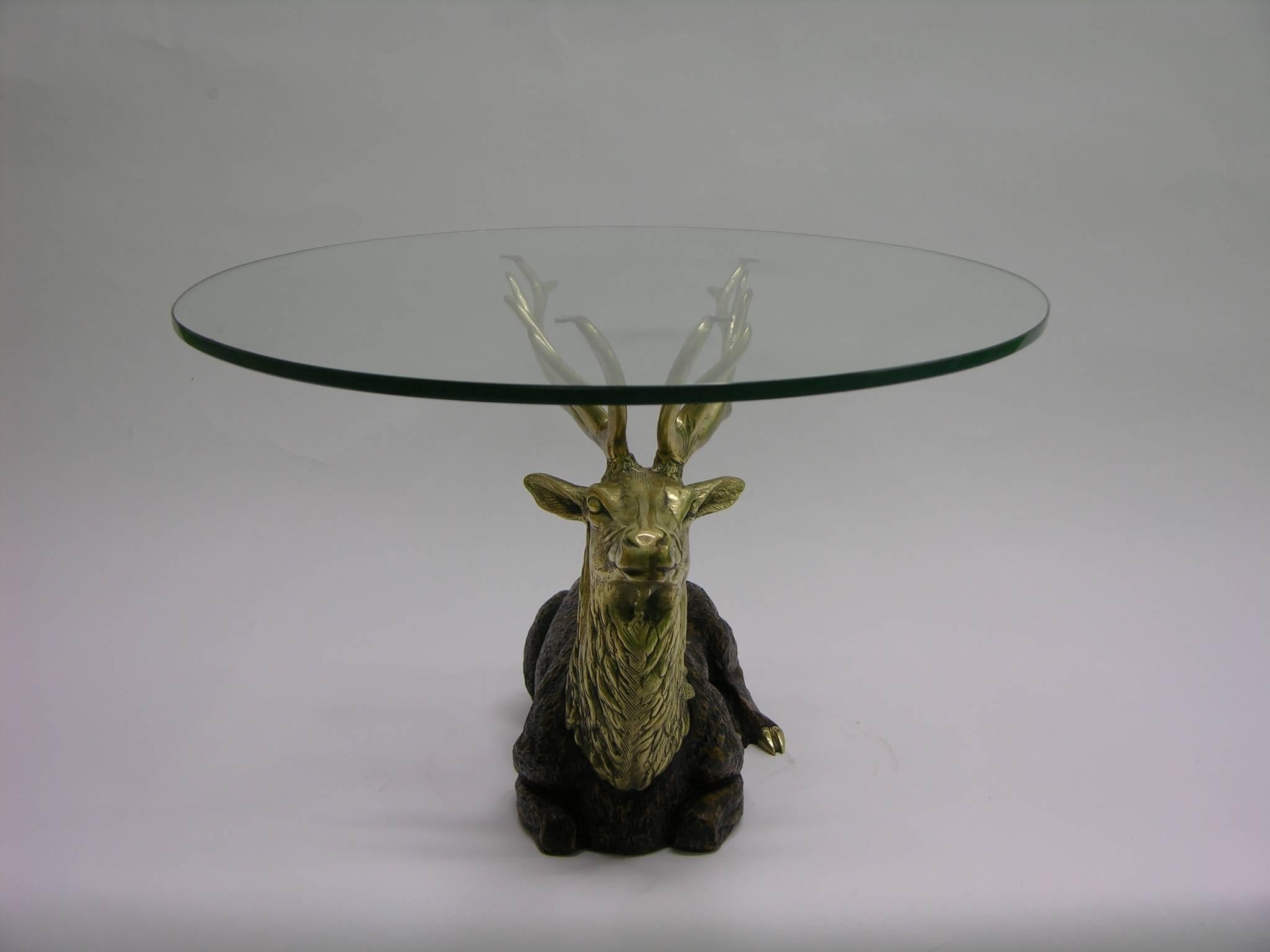 Mid-Century Modern 1970s Vintage Italian Deer Antler Oval Coffee Table