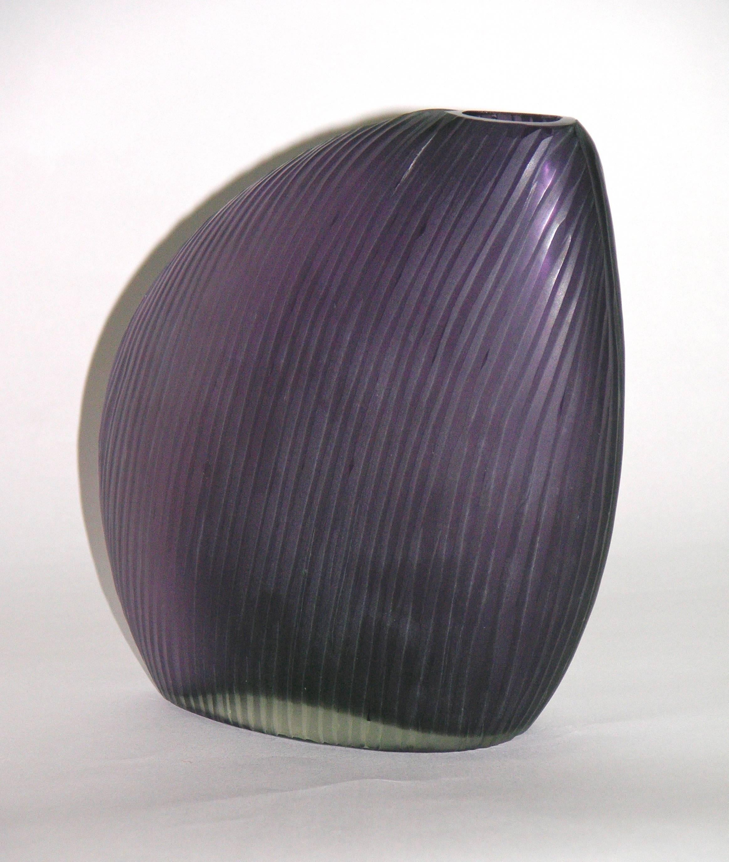 Vistosi 1970s Italian Modern Pair of Organic Purple Murano Glass Vases 2