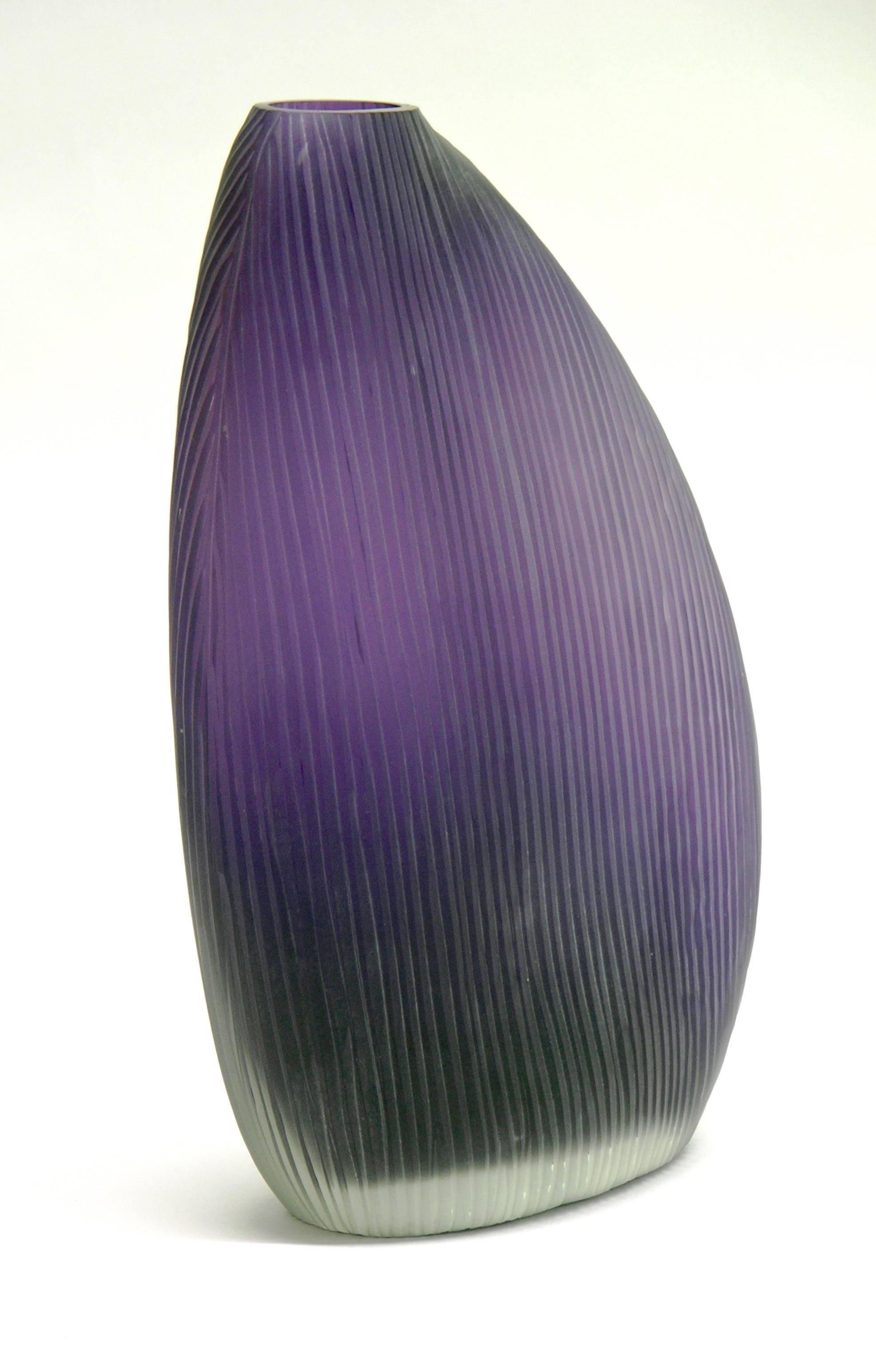 Late 20th Century Vistosi 1970s Italian Modern Pair of Organic Purple Murano Glass Vases