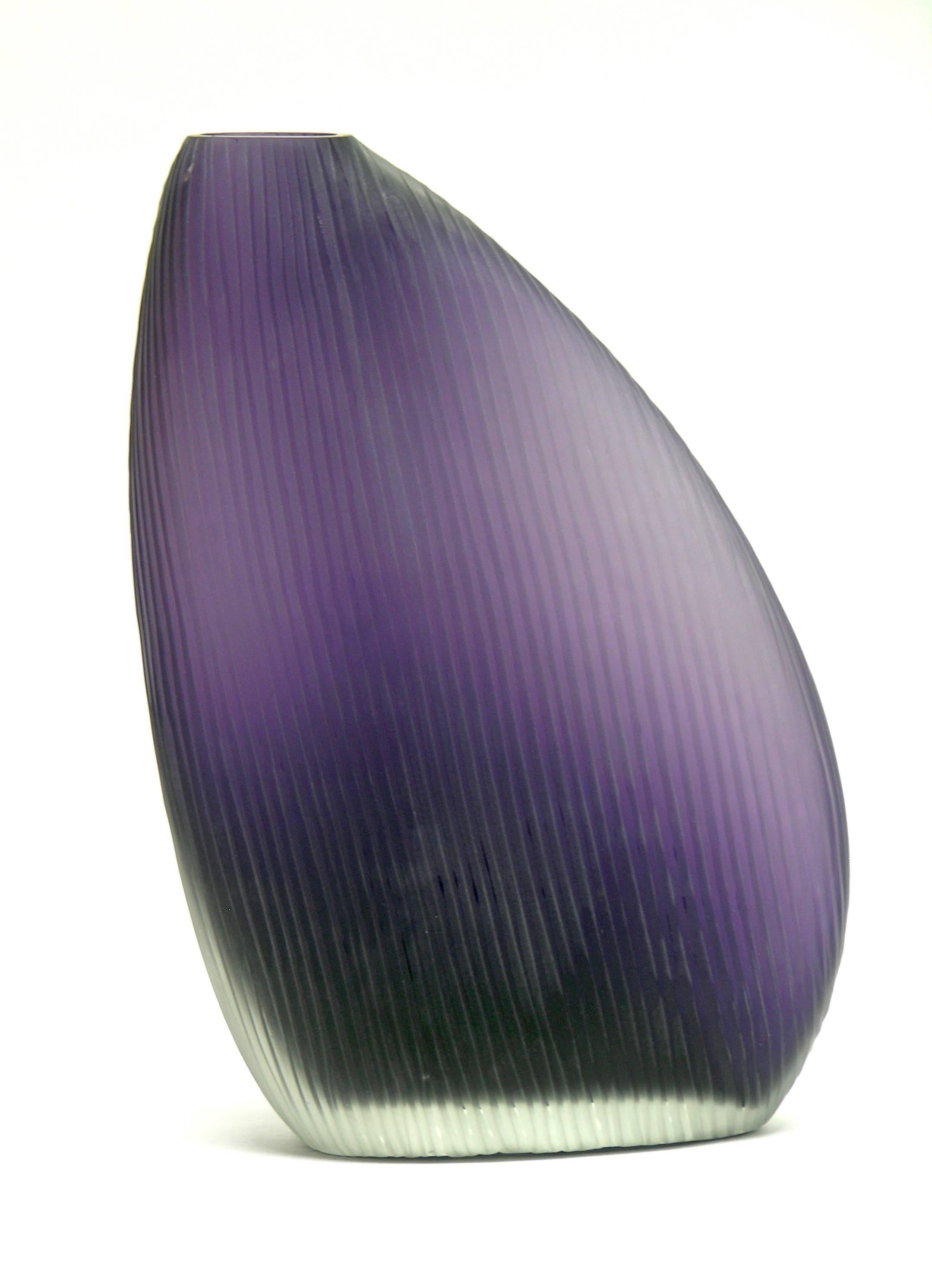 Vistosi 1970s Italian Modern Pair of Organic Purple Murano Glass Vases 3