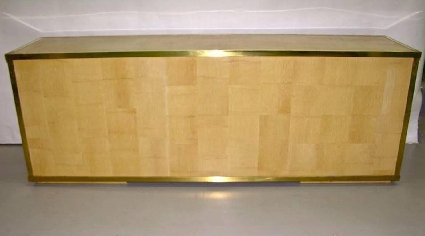 Chinoiserie Sinopoli 1970s Italian Back Finished Asian Style Brass Bamboo Sideboard/Cabinet