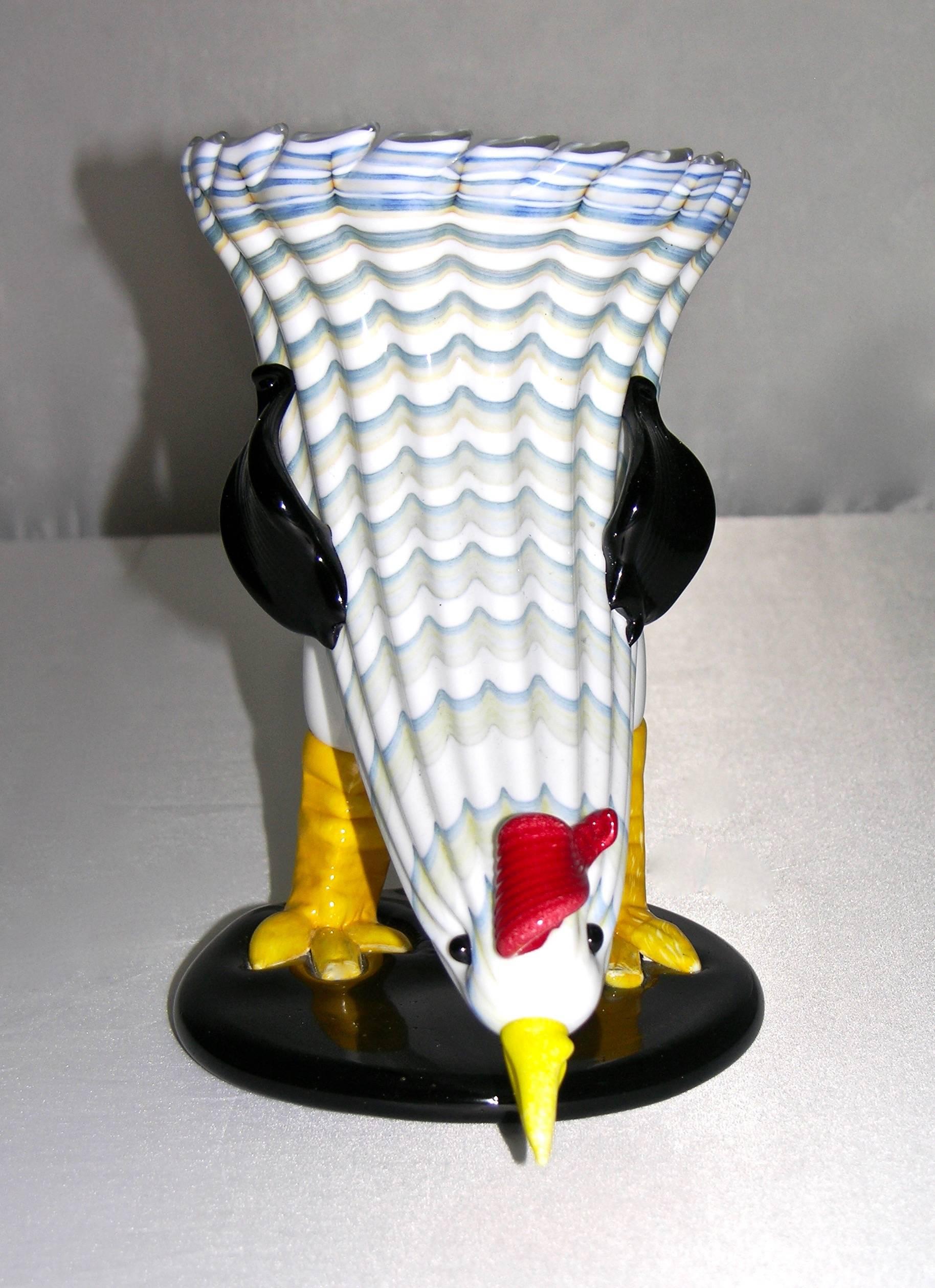 Mid-Century Modern Venini Fulvio Bianconi 1970s Vintage Pair of Murano Glass Birds Sculptures/Vases